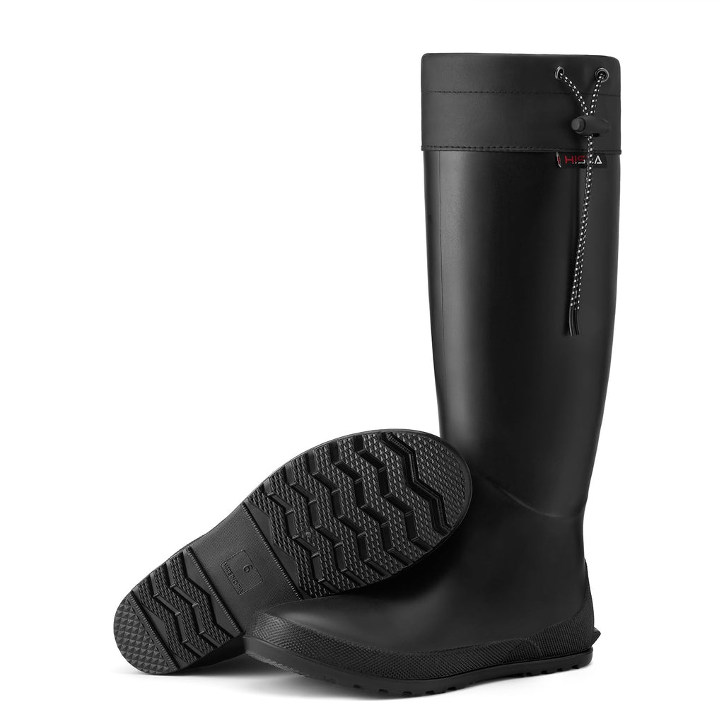 HISEA Women's Rain Boots, Waterproof Knee High Garden Shoes for Yard Work,Packable Slim Fit Rubber Mud Boots, Lightweight Outdoor Footwear for Travel