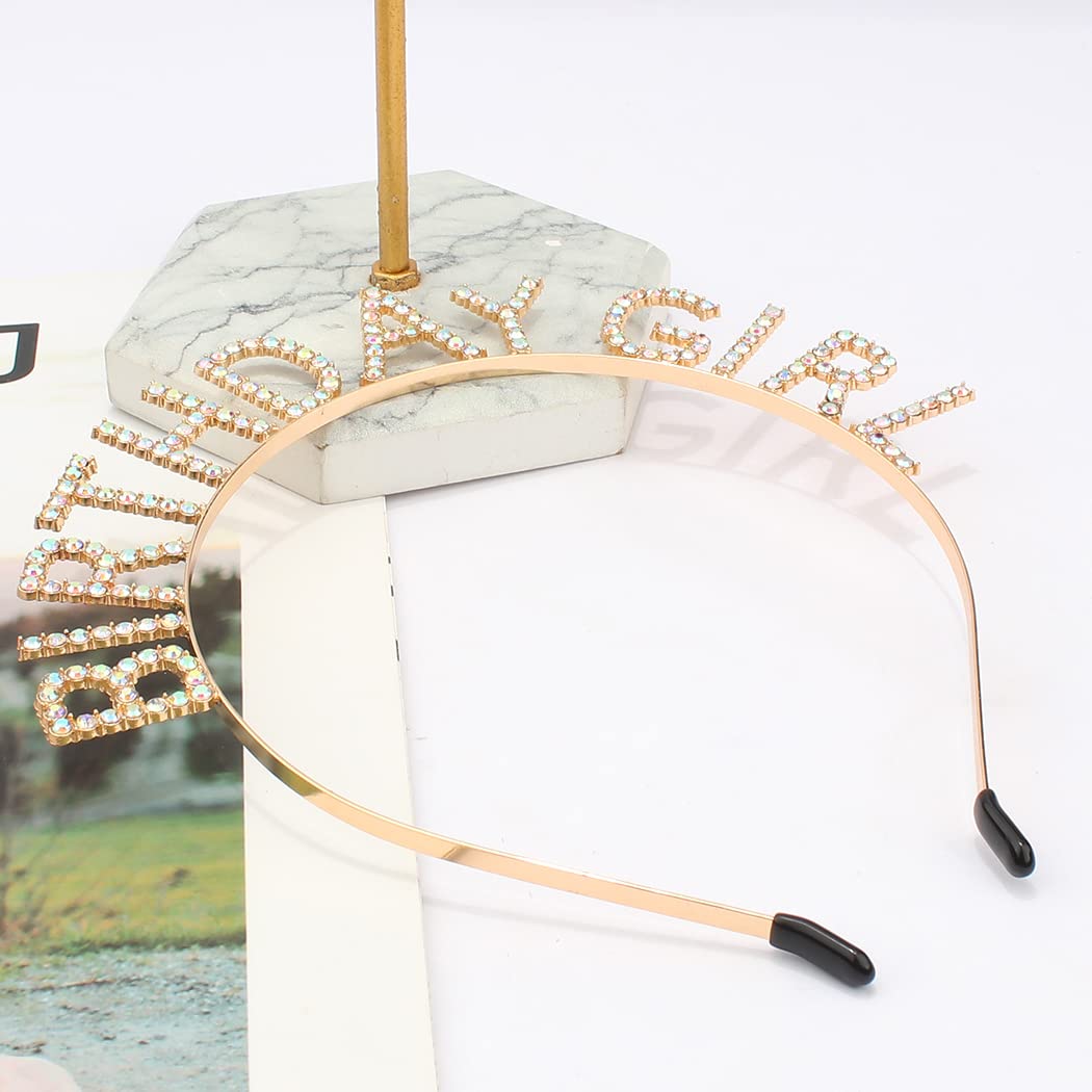 AOPRIE Birthday Girl Headband - Baroque Tiara for Women & Girls, Princess Crown Rhinestone Accessory