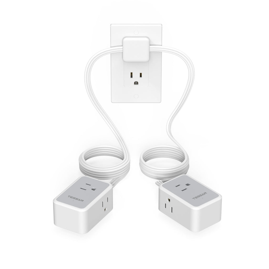 TESSAN Small Flat Plug Power Strip, Ultra Thin Extension Cord 5 ft, 3 AC Outlets with 3 USB Ports (1 USB C), Multiple Wall Outlet Extender for Cruise Travel Office School Dorm Room Essentials, Black