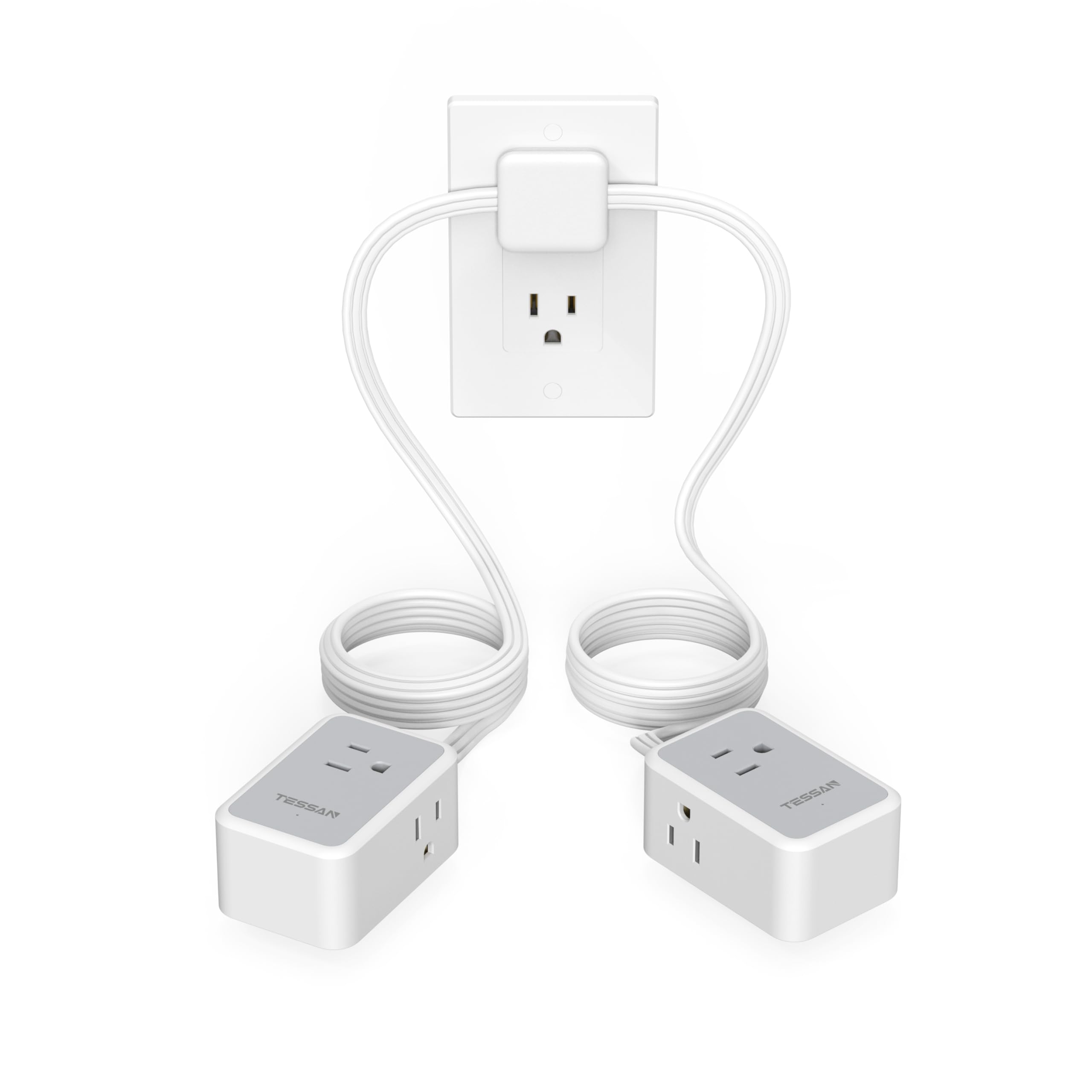 TESSAN Small Flat Plug Power Strip, Ultra Thin Extension Cord 5 ft, 3 AC Outlets with 3 USB Ports (1 USB C), Multiple Wall Outlet Extender for Cruise Travel Office School Dorm Room Essentials, Black