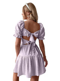 Narecte Summer Dresses for Women 2026,Tie Backless Swiss Dot Mini Dress,Ruffle Hem Flowy Casual Dresses