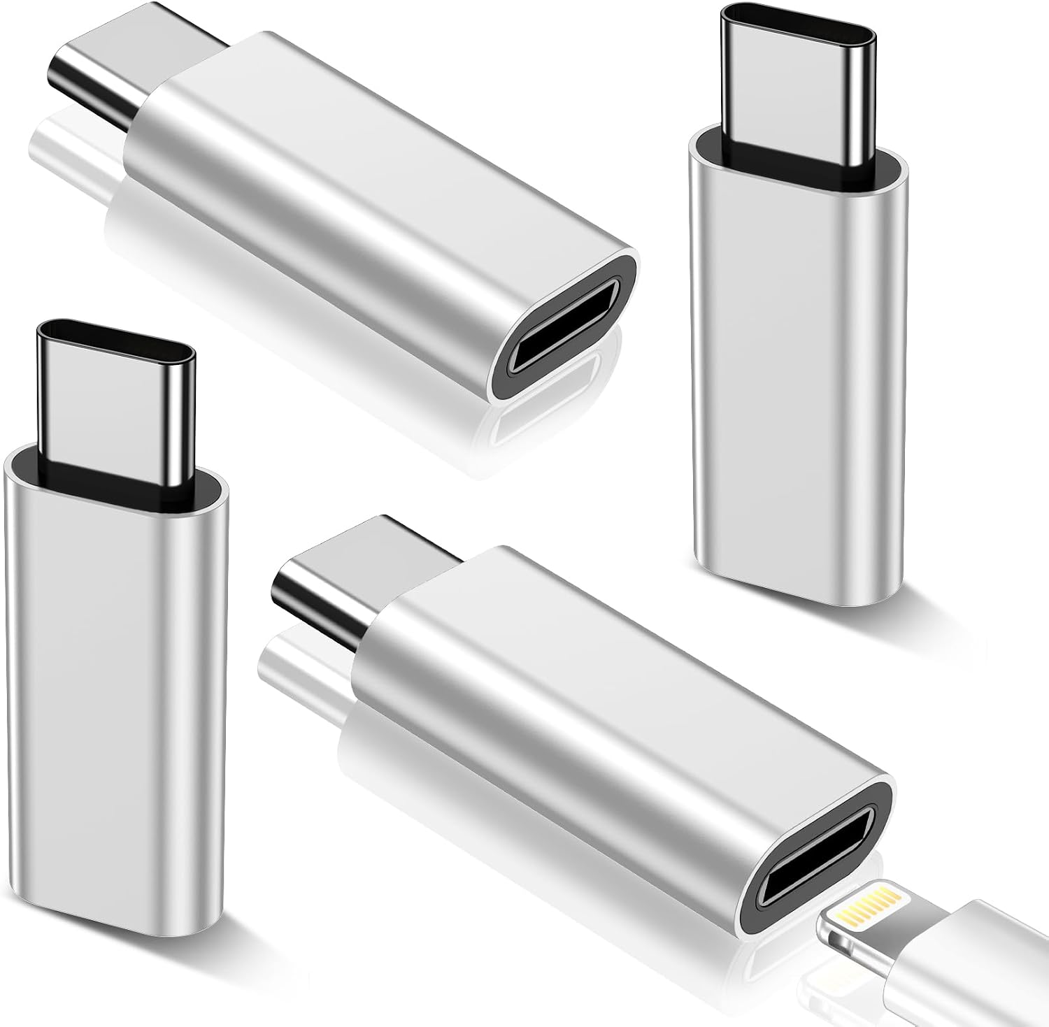 𝟒𝐏𝐚𝐜𝐤 𝐔𝐩𝐠𝐫𝐚𝐝𝐞𝐝 Lightning to USB C Adapter for iPhone 16/15 Pro Max/Plus,Samsung S25,iPad,Not for Audio,Charging & Data Sync ONLY,Type C Charger Connector,for iPhone 16/15 Charger