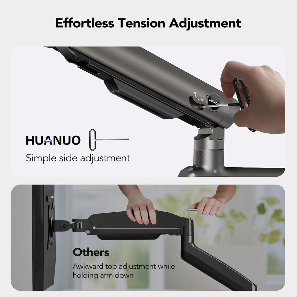 HUANUO Dual Monitor Arm for 13-49" Ultrawide Screens up to 40 lbs, Heavy Duty Aluminum Extra Tall Monitor Desk Mount, Vertical Stacked Fully Adjustable Dual Monitor Mount, Max VESA 100x100