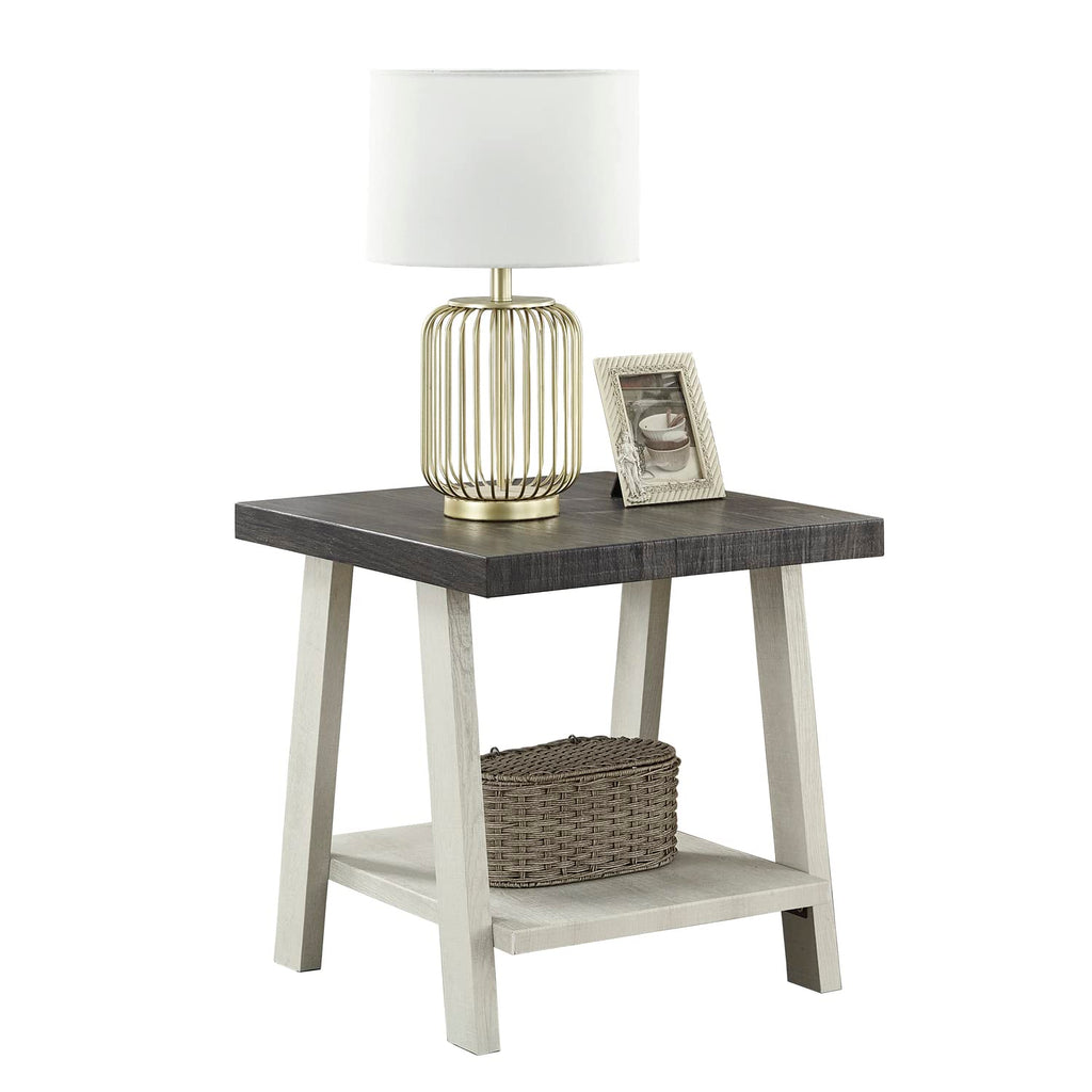 Roundhill Furniture Athens Contemporary Replicated Wood Shelf End Table in Black Finish