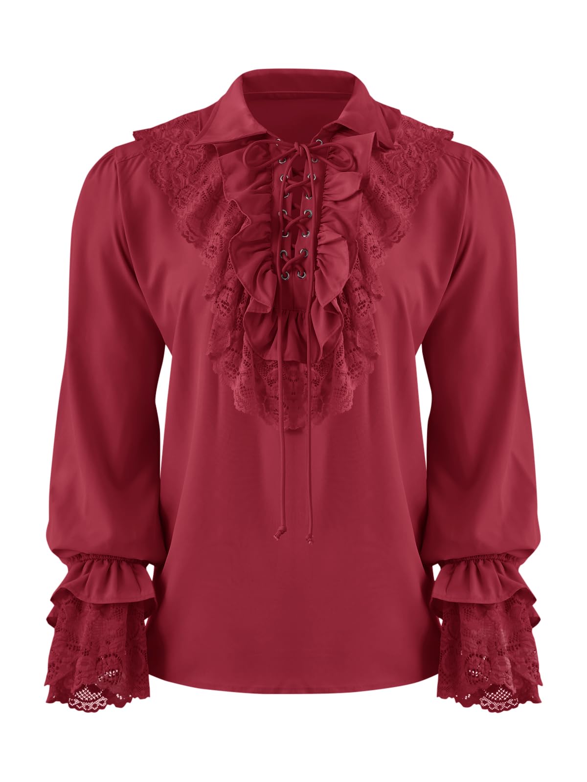 Runcati Mens Pirate Shirt Ruffle Renaissance Victorian Vampire Poet Shirts Steampunk Gothic Medieval Lace Costume
