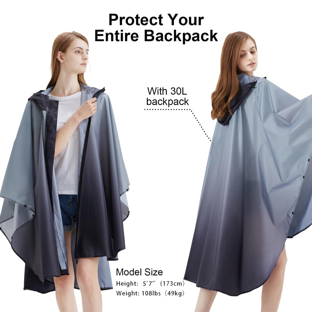Rain Poncho Jacket Coat Hooded Zipper Style for Women/Men/Adult with Pocket