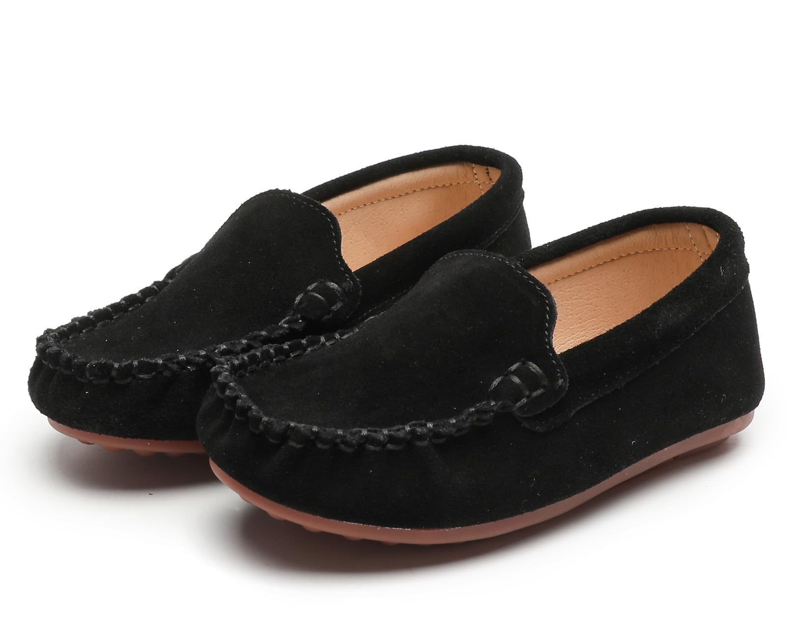 DADAWEN Toddler Little Kid Boys Girls Soft Suede Leather Slip On Flat Boat Dress Shoes Wedding Church Oxford Shoes Loafers