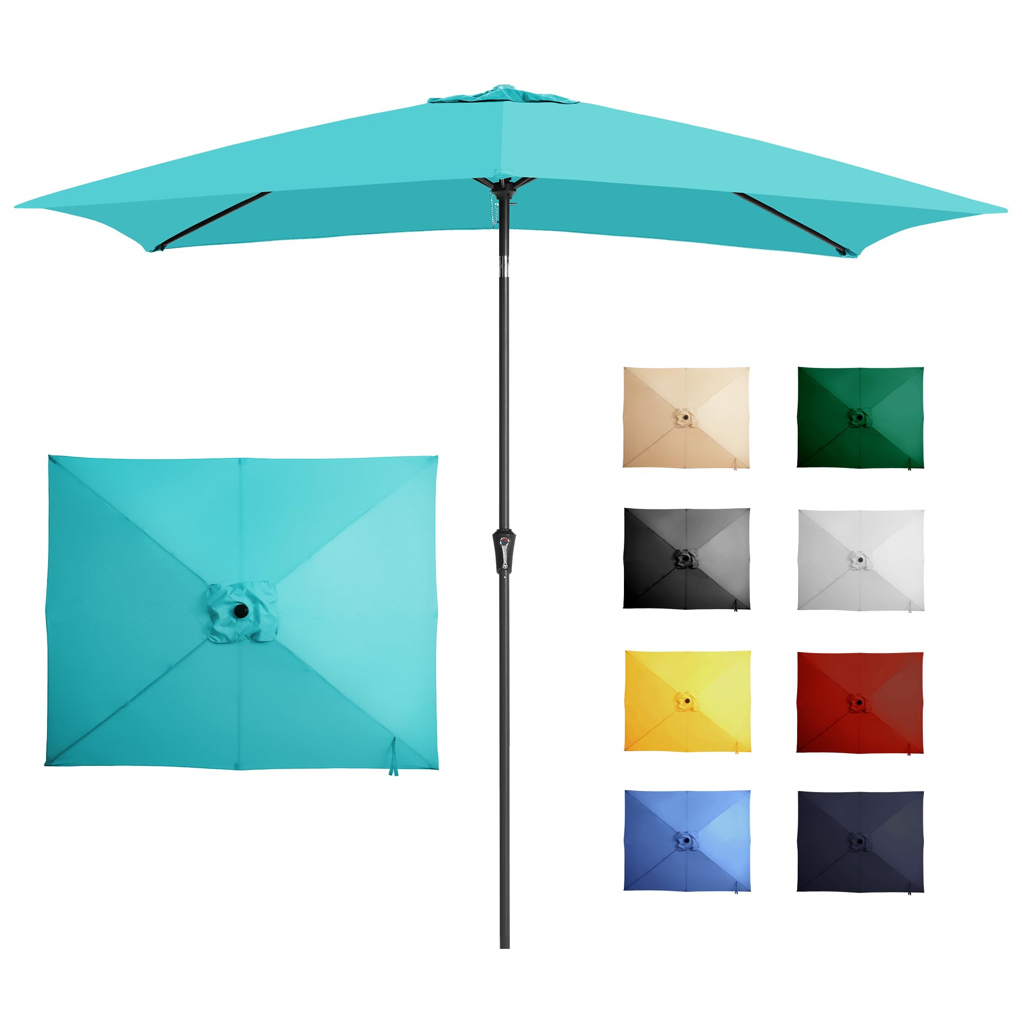 Ayge 6.5x10FT Rectangular Patio Umbrella Outdoor Table Umbrella w/Push Button Tilt & Crank Rectangle Market Umbrella UV Protection for Garden,Deck,Lawn,Yard & Pool,Beige