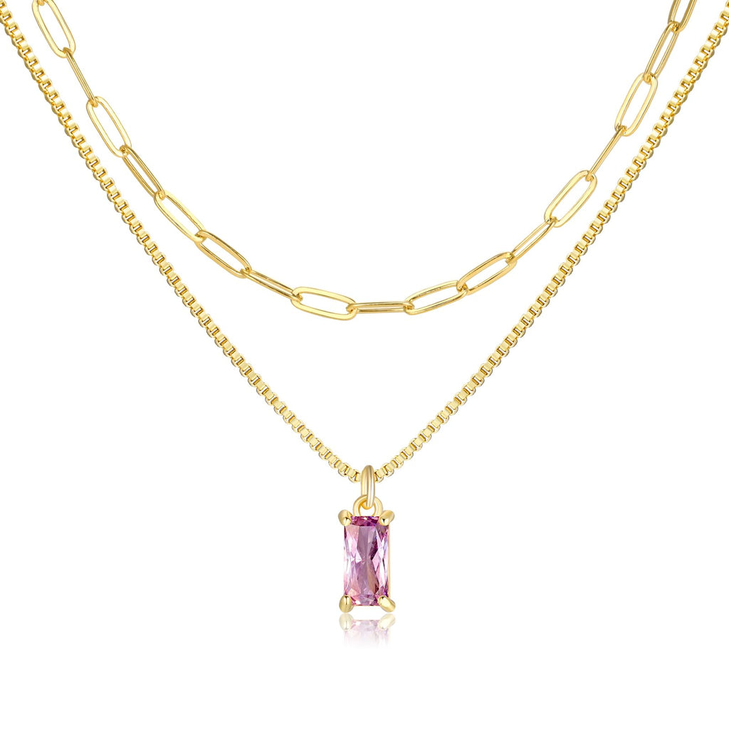 Dainty Gold Charm Necklaces for Women Non Tarnish, 14K Trendy Blue Green Cubic Zirconia Emerald Pendant Birthstone Necklaces Birthday Gifts for Women Waterproof Jewelry