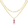 Dainty Gold Charm Necklaces for Women Non Tarnish, 14K Trendy Blue Green Cubic Zirconia Emerald Pendant Birthstone Necklaces Birthday Gifts for Women Waterproof Jewelry