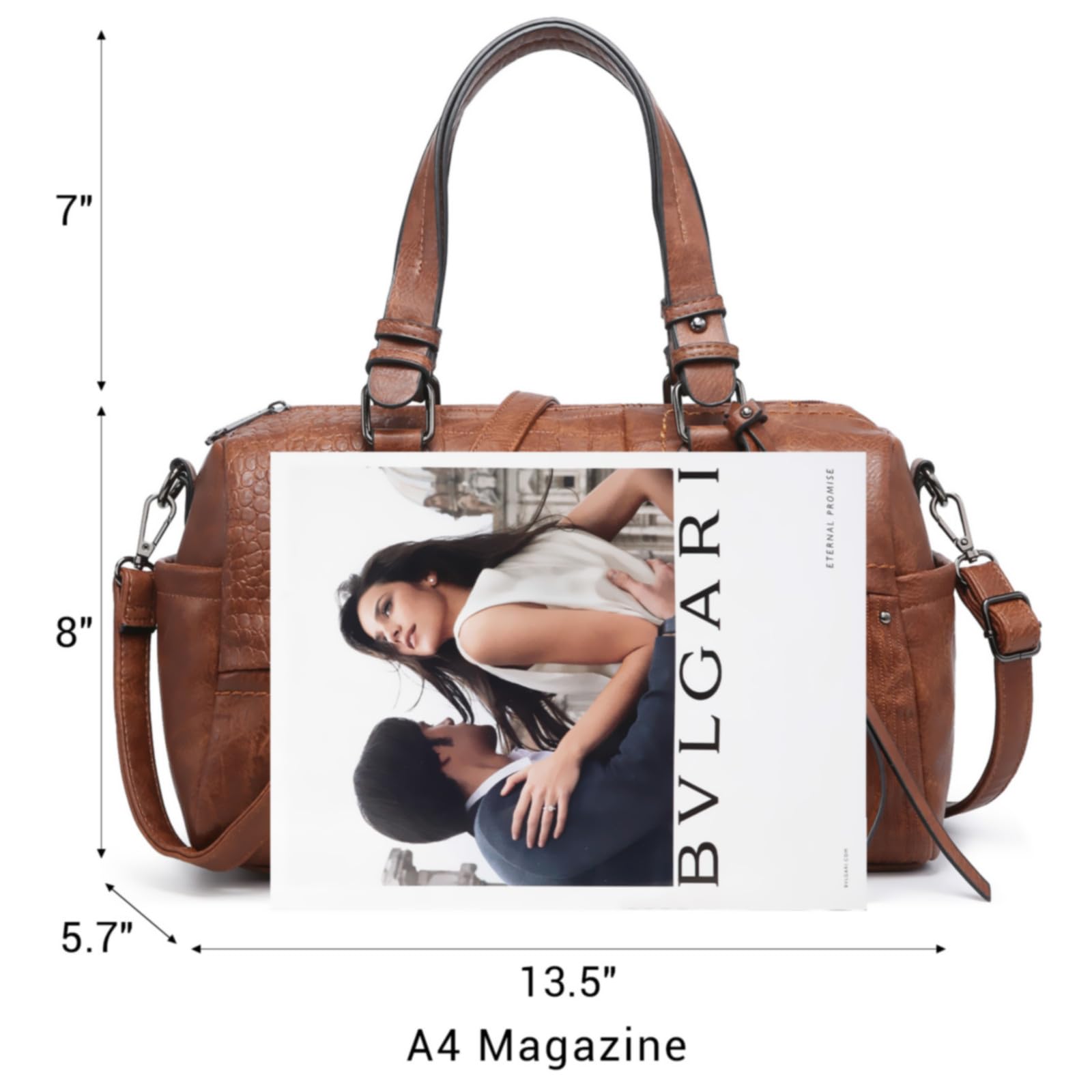 Dasein Women Soft Vegan Leather Barrel Bags Large Hobo Top Handle Work Totes Satchel Handbags Shoulder Purse