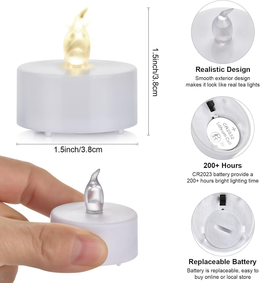 Tea Light Candles with Remote Control,Flickering Flameless LED Candle,Long Lasting 400+Hours,Battery Operated with Timer for Home Decoration Seasonal &Festival Celebration Warmyellow (5pcs)