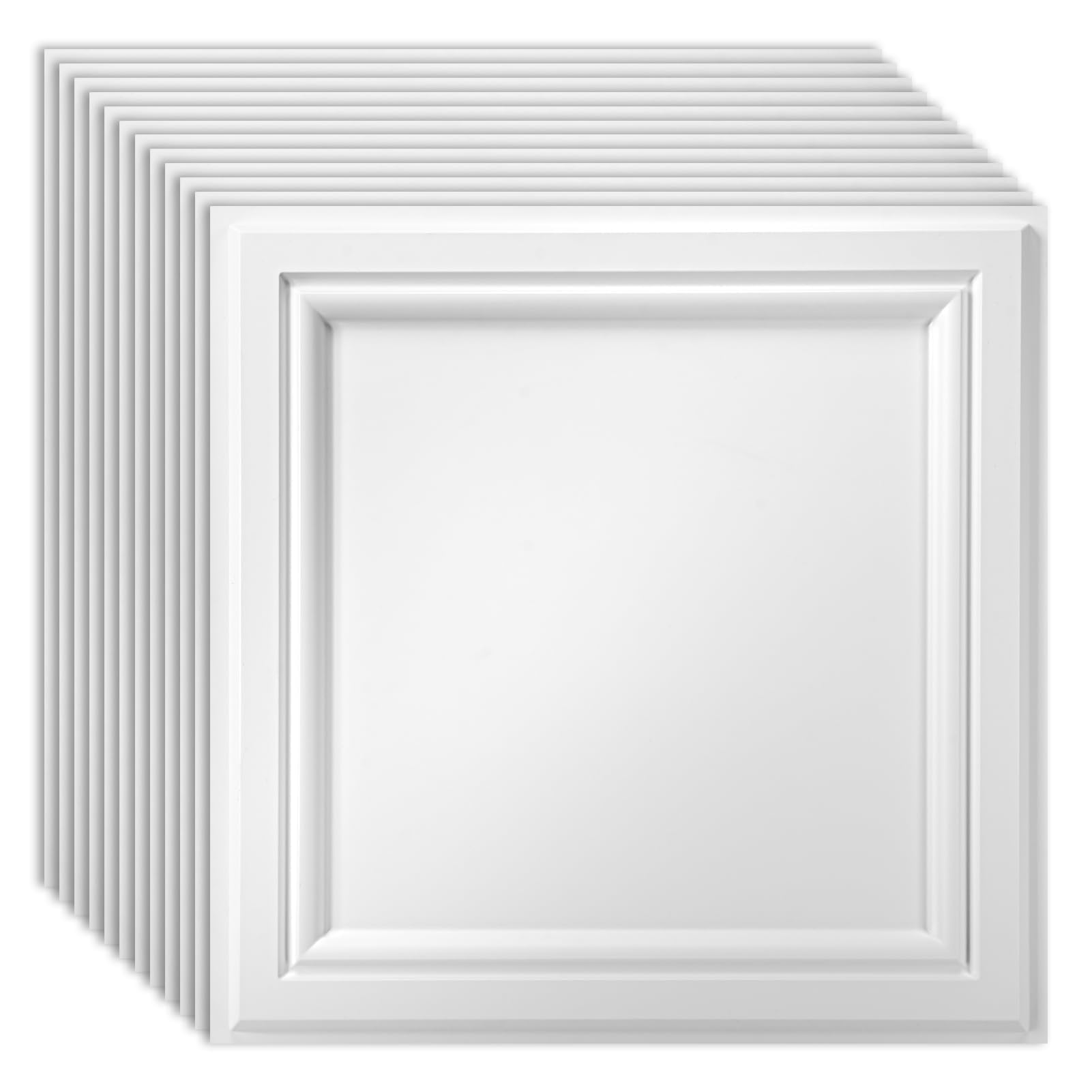 Art3d Drop Ceiling Tiles 24x24in. (12-Pack, 48 Sq.ft), Wainscoting Panels Glue Up 2ft x 2ft for Interior Décor in Living Room, Bedroom & Office, Star Black