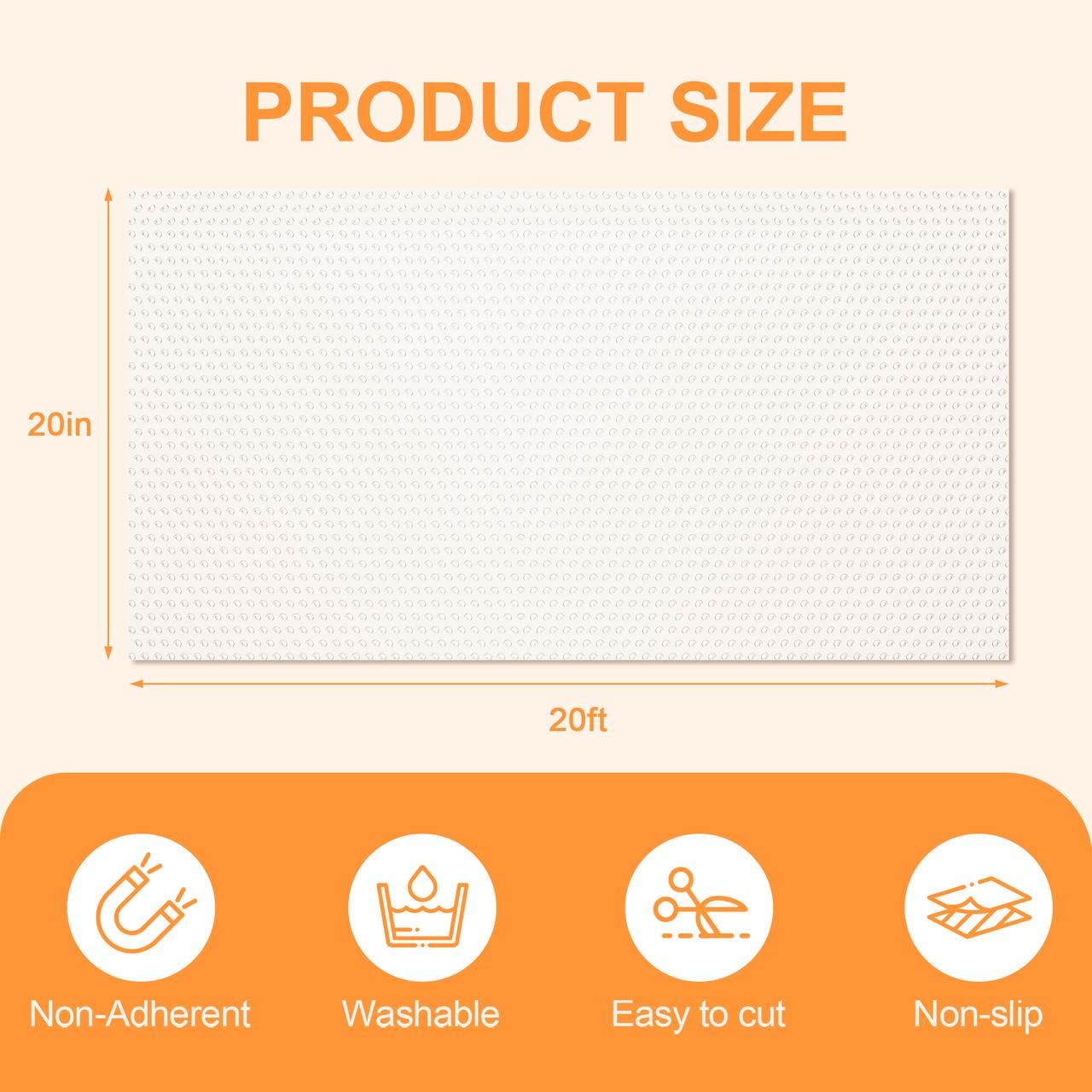 FEXIA Shelf Liner for Kitchen Cabinets Drawer Non Adhesive Non-Slip Liner 12 Inches x 20 FT Waterproof & Oil-Proof Durable Material Fridge Liner for Shelves
