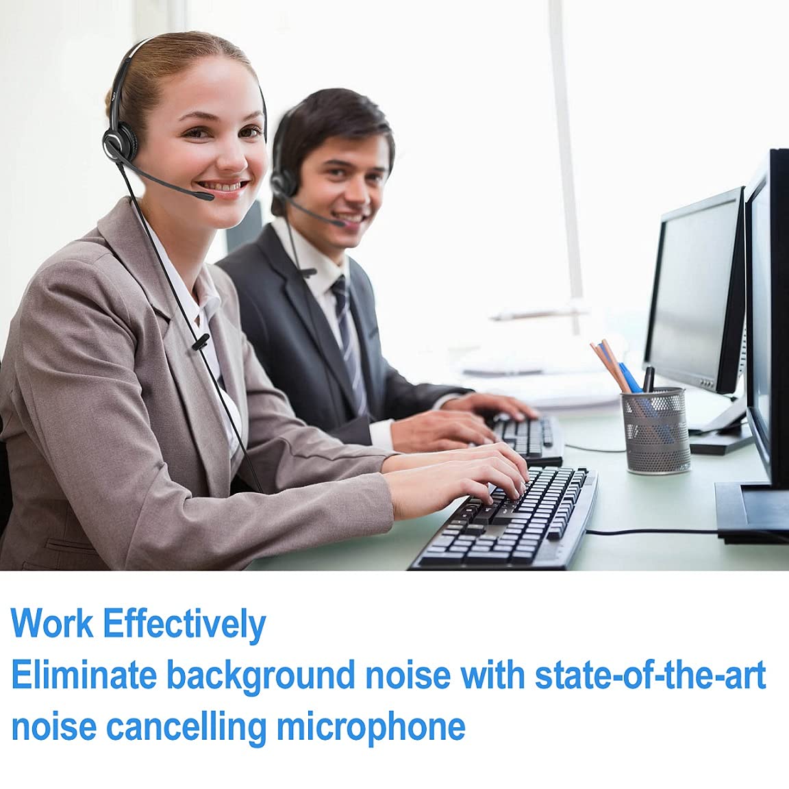 Polycom Phone Headset Noise Cancelling Mic RJ9 U10P Bottom Cable Compatible with Polycom VVX, Shoretel, Nortel Phones