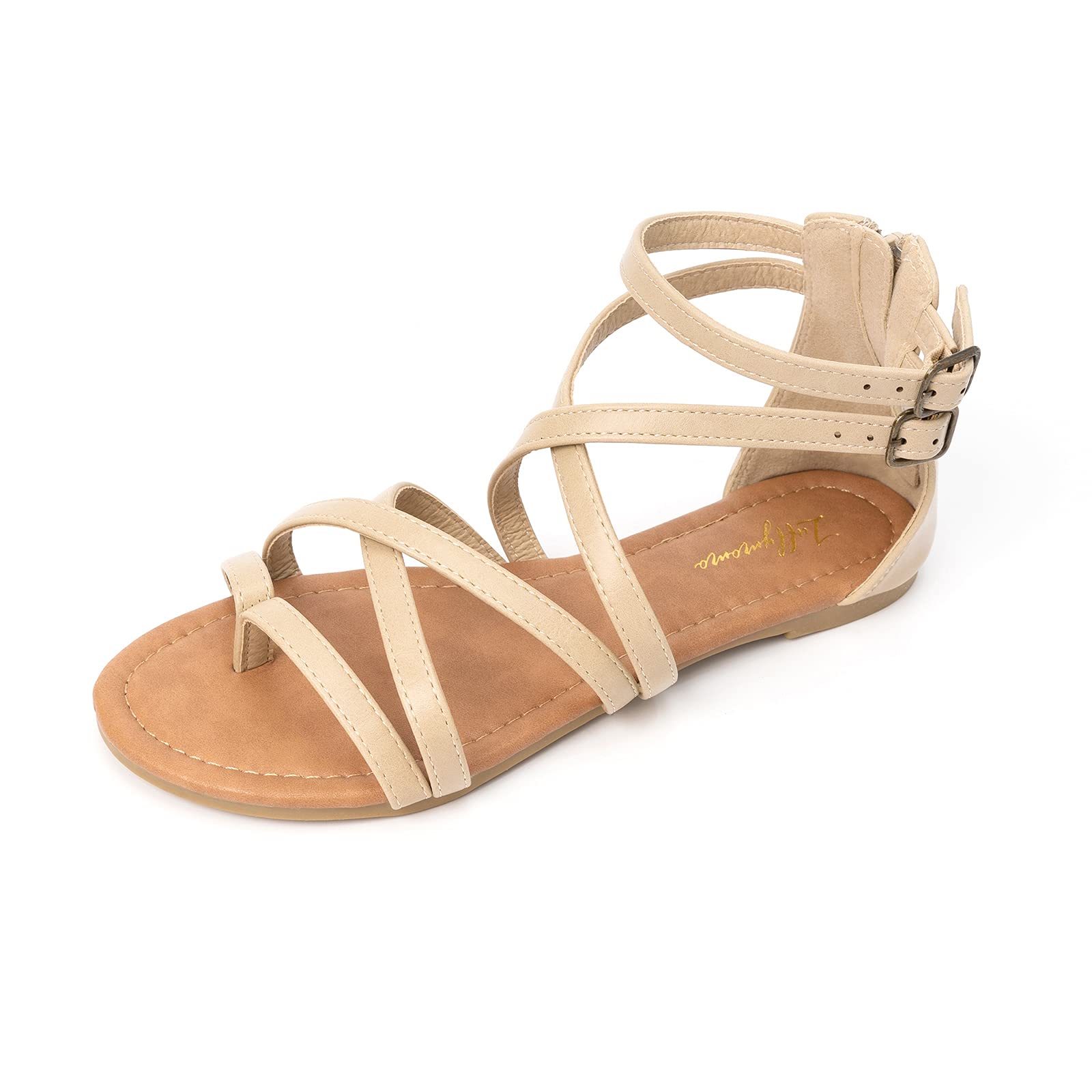 Luffymomo Women's Gladiator Strap Sandals Flat Fisherman Thong Cross Strappy Sandals