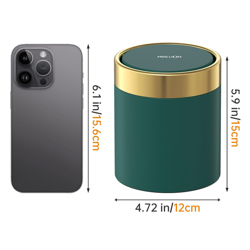 Mini Trash Can with Lid, Desktop Small Trash Can Recycling Bin Cute Metal Garbage Can for Tabletop Countertop Use,Stainless Steel 0.4Gal/1.5L Waste Bin for Office Parlor Car Bedroom,Swing Lid Open