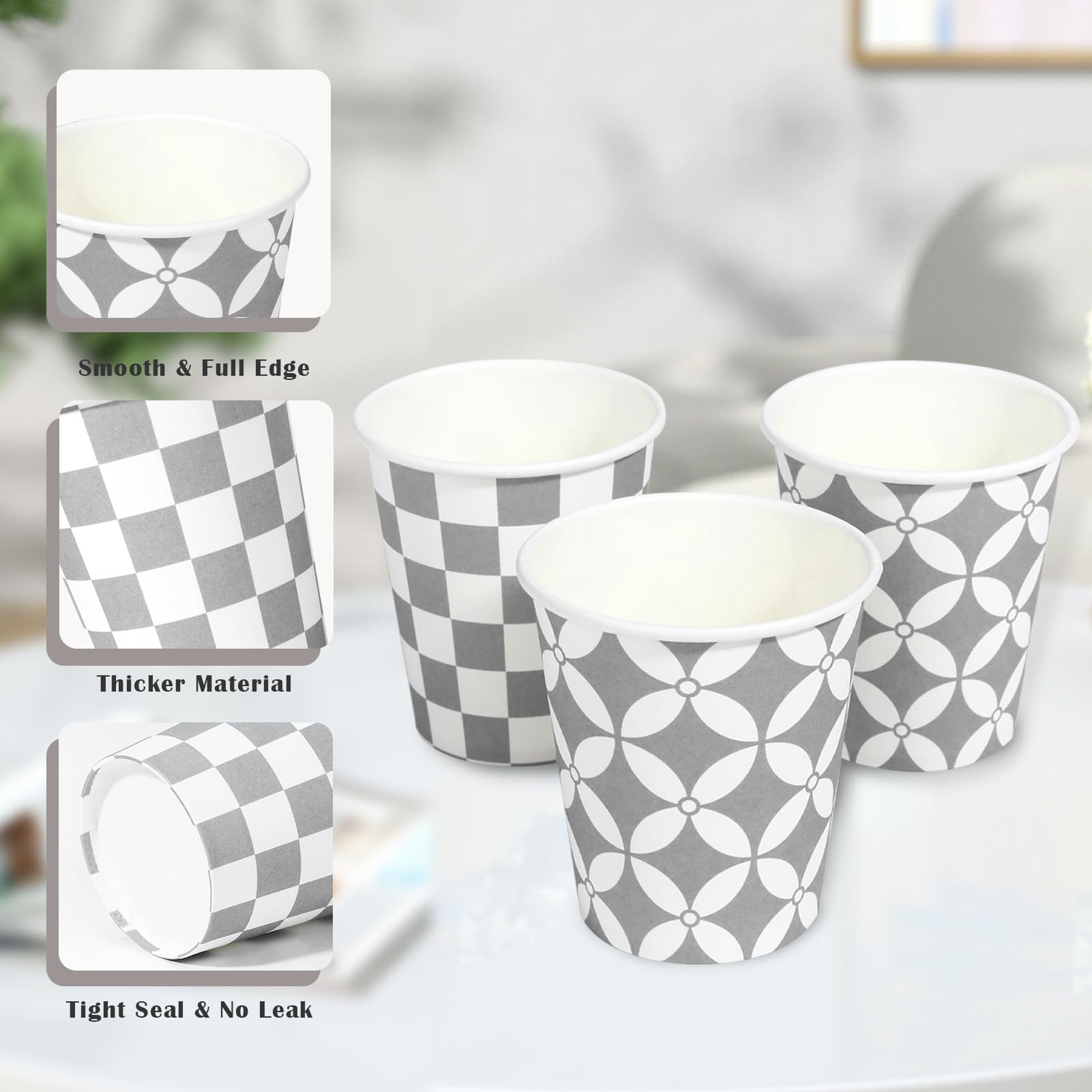 BYSNOW 100 Pack 3 oz Paper Cups, Disposable Bathroom Cups, Small Mouthwash Cups, Mini Paper Cups for Bathroom, White 100Pack