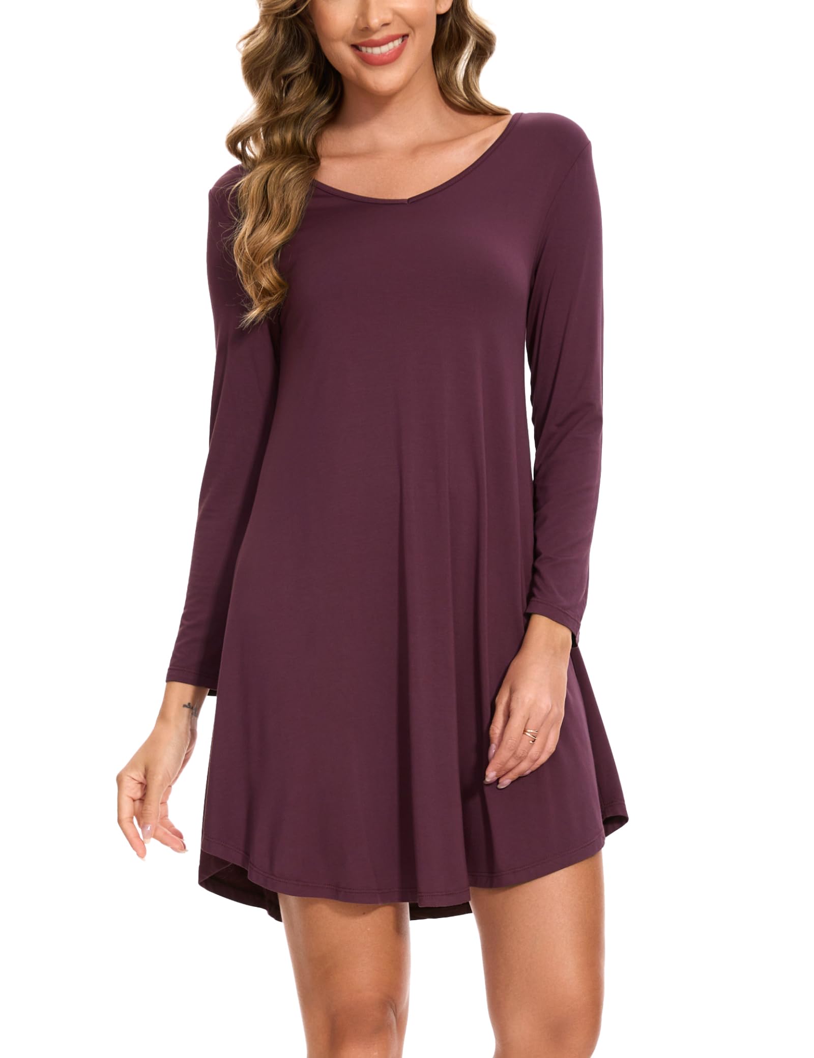 GYS Womens Bamboo Viscose Nightgown Super Soft Lightweight Night Shirts for Sleeping