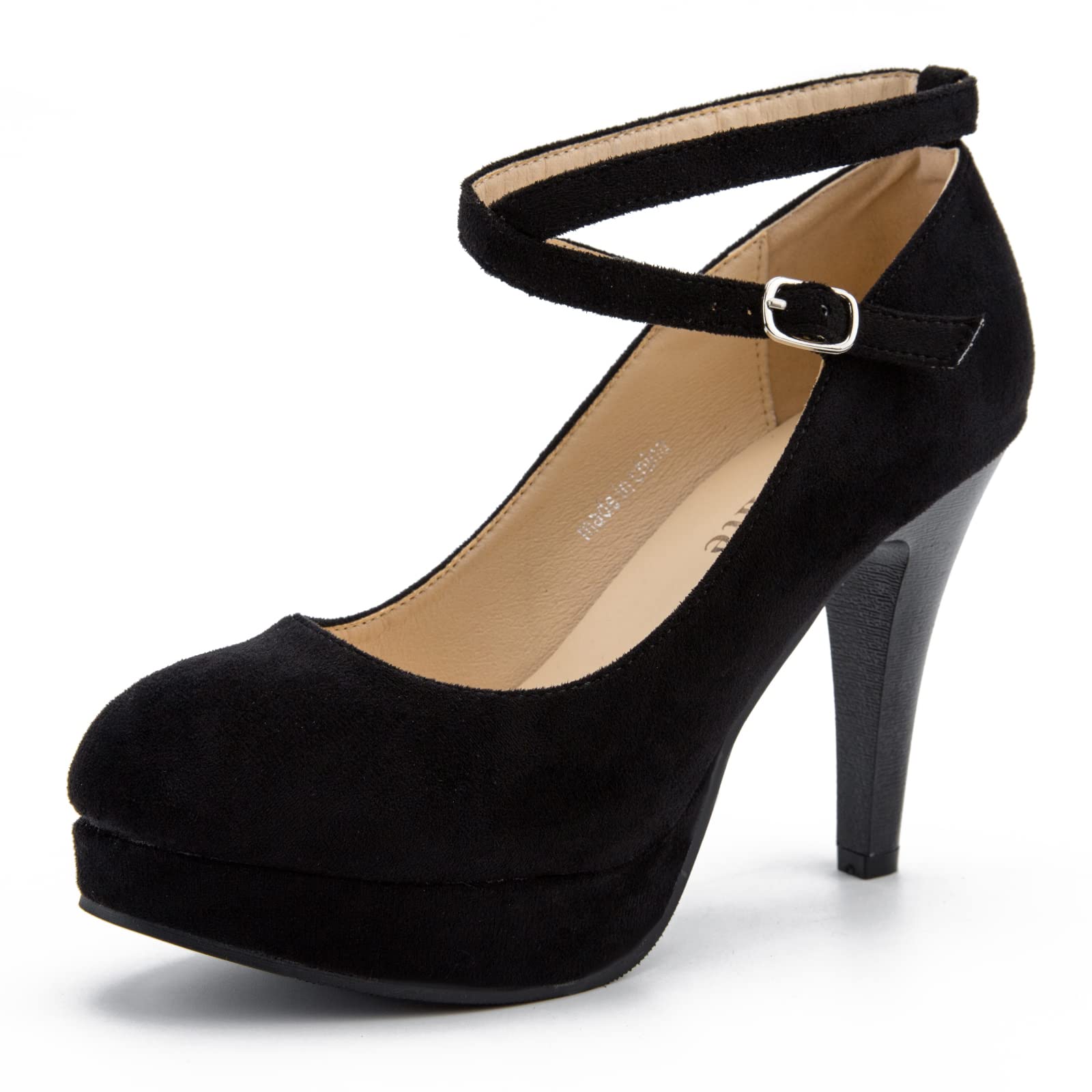 fereshte Women's Platform Pumps, Ankle Strap, High Heel, Closed Toe, Party Wedding Dress Shoes