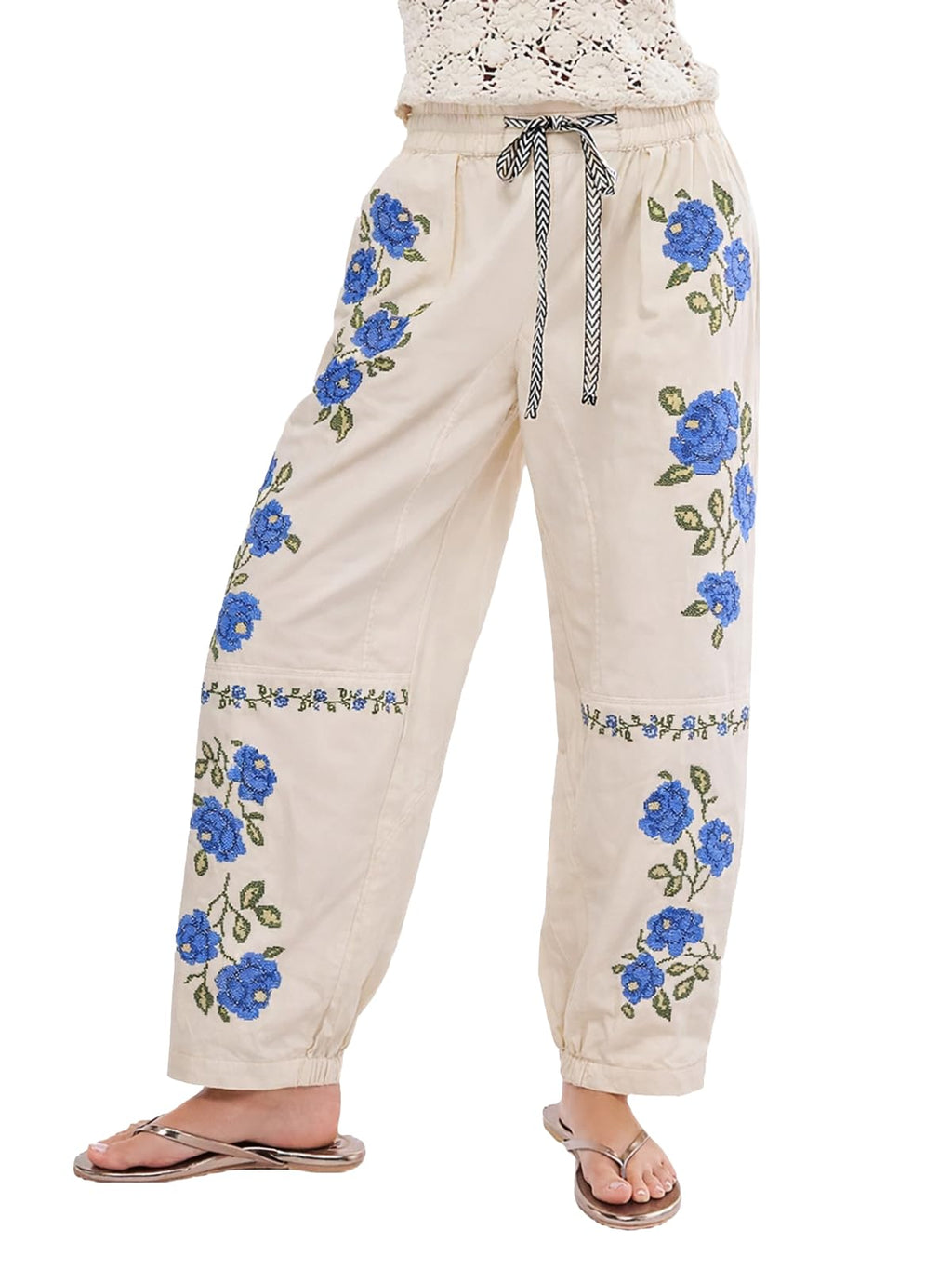 Kedera Mid Rise Barrel Jeans for Women Embroidered Wide Leg Denim Pants Boyfriend Baggy Jeans with Pockets