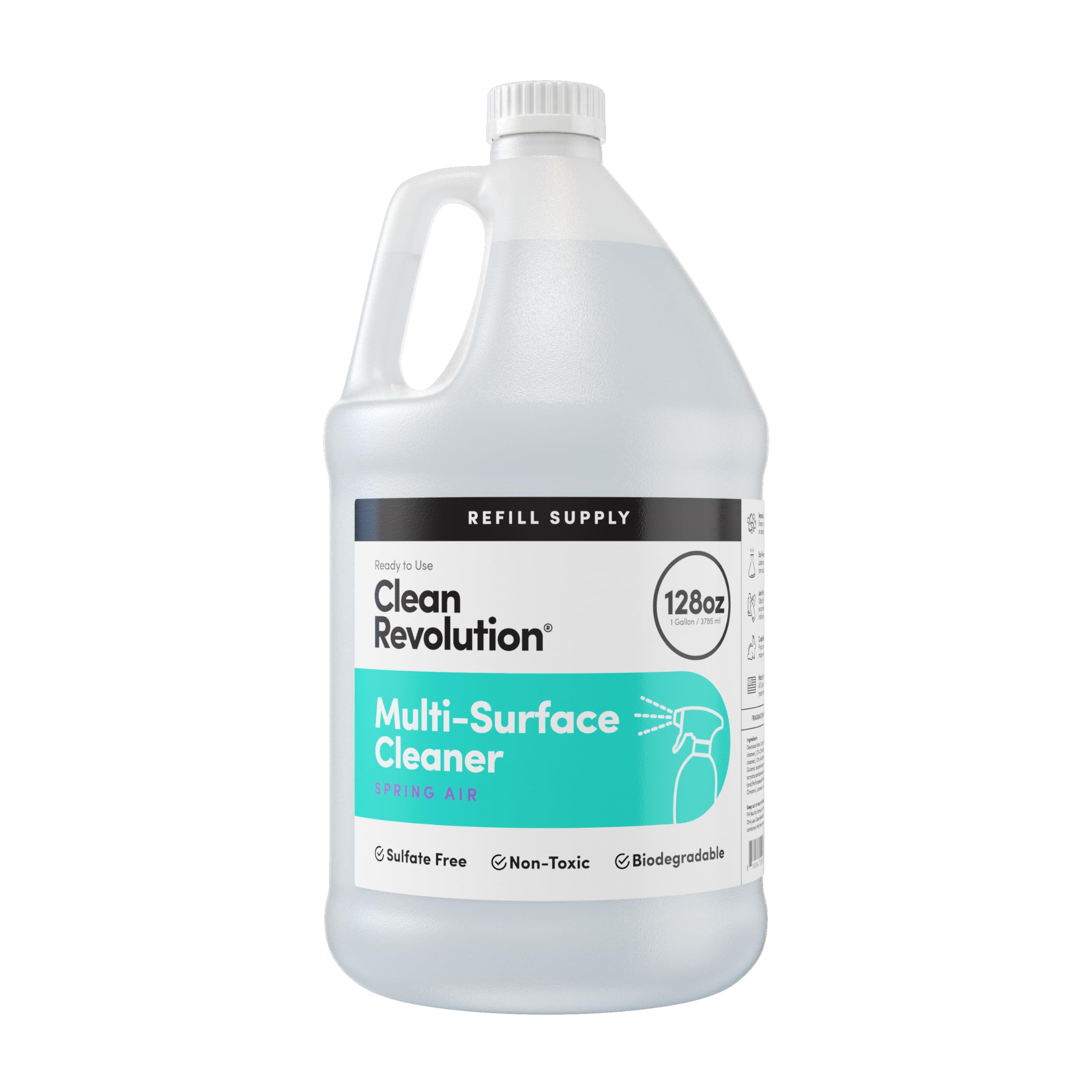 Clean Revolution Multi Surface Cleaner Refill Supply, Non-Toxic, Eco-Friendly & Plant-Based, Ready to Use, Dreamy Citrus, 128 Fl Oz (1 Gallon)