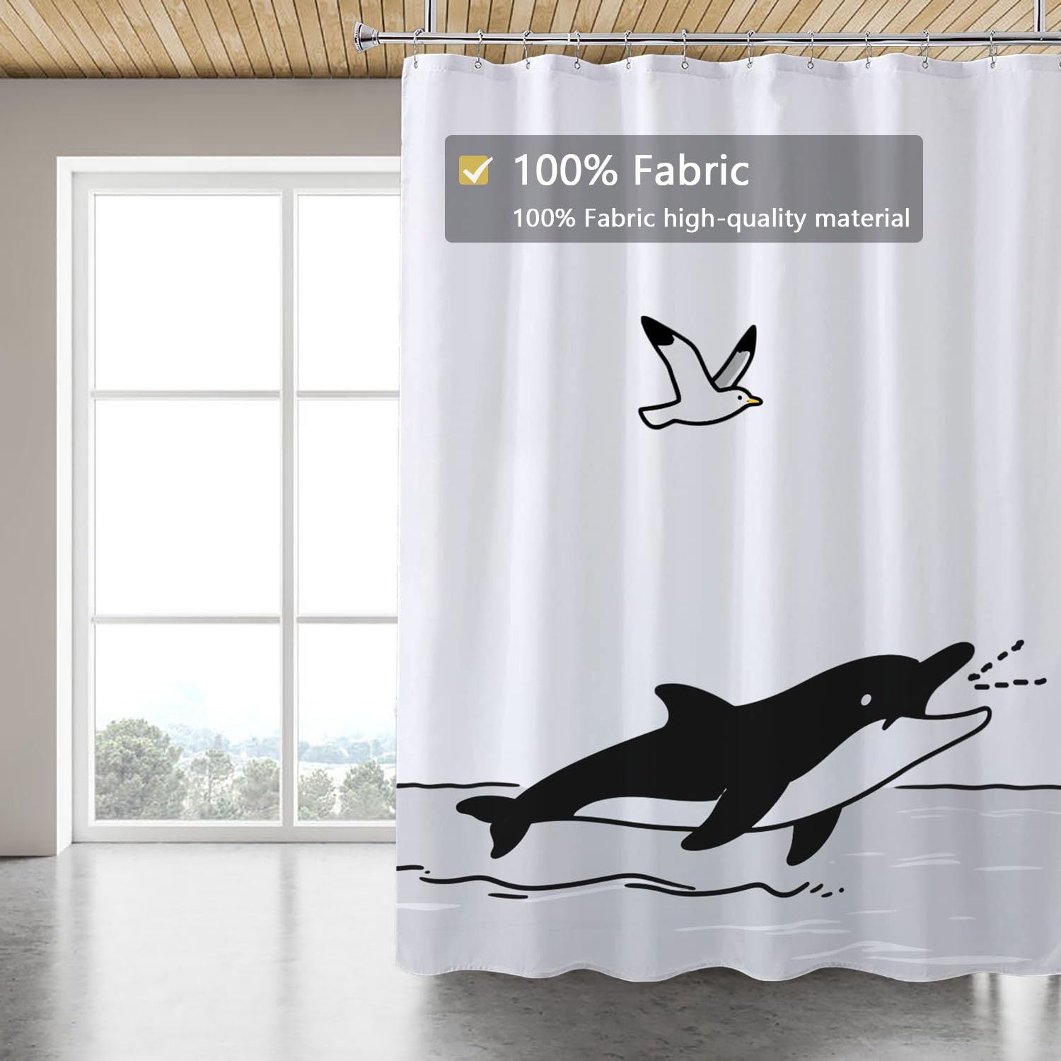 LLSCL Fabric Shower Curtain Liner with Magnets, Waterproof Hotel Quality, 72 x 72 Machine Washable