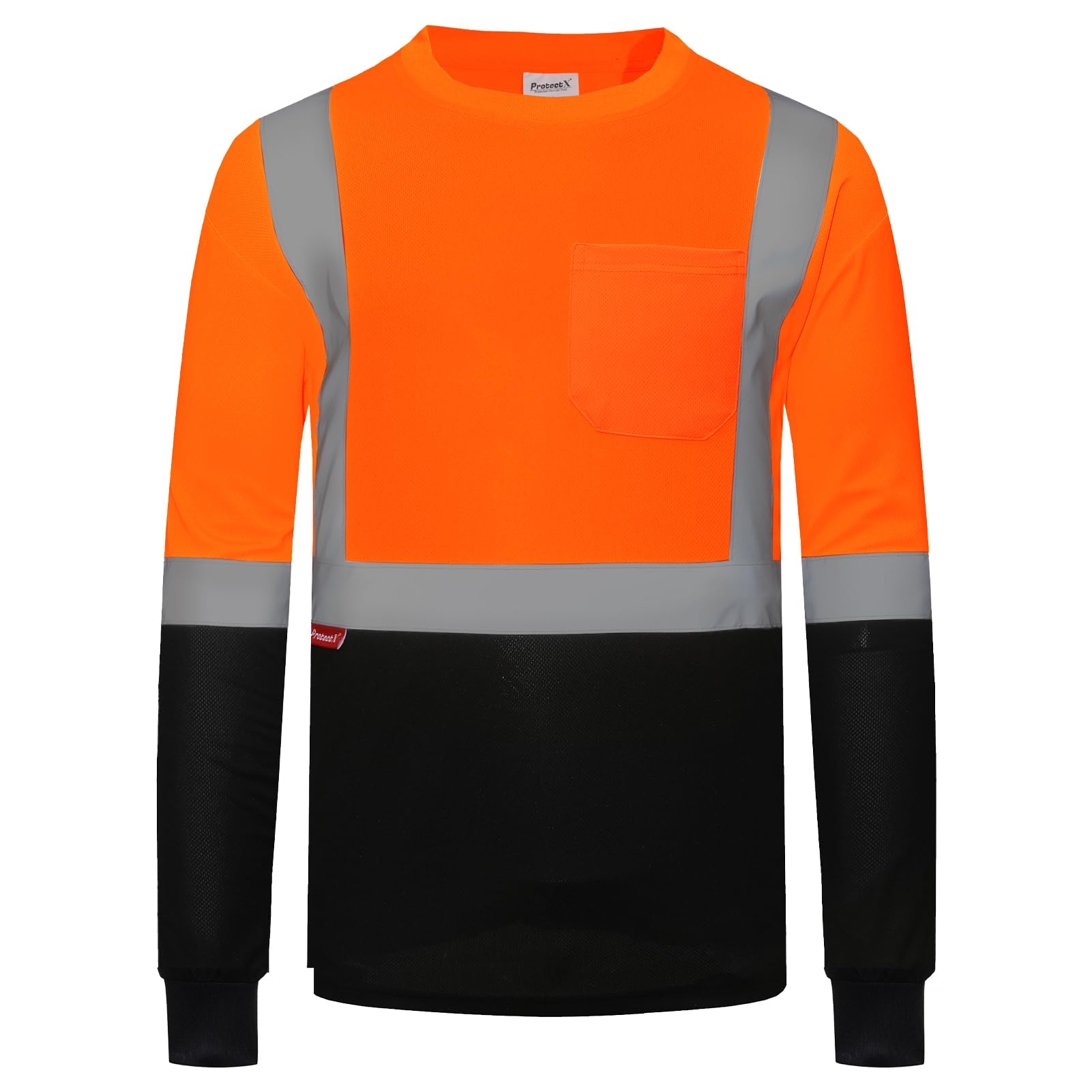 ProtectX High Visibility Long Sleeve Shirts Reflective Hi Vis Safety Shirt for Men Women Class 2-3 Construction Shirt 1 Pack