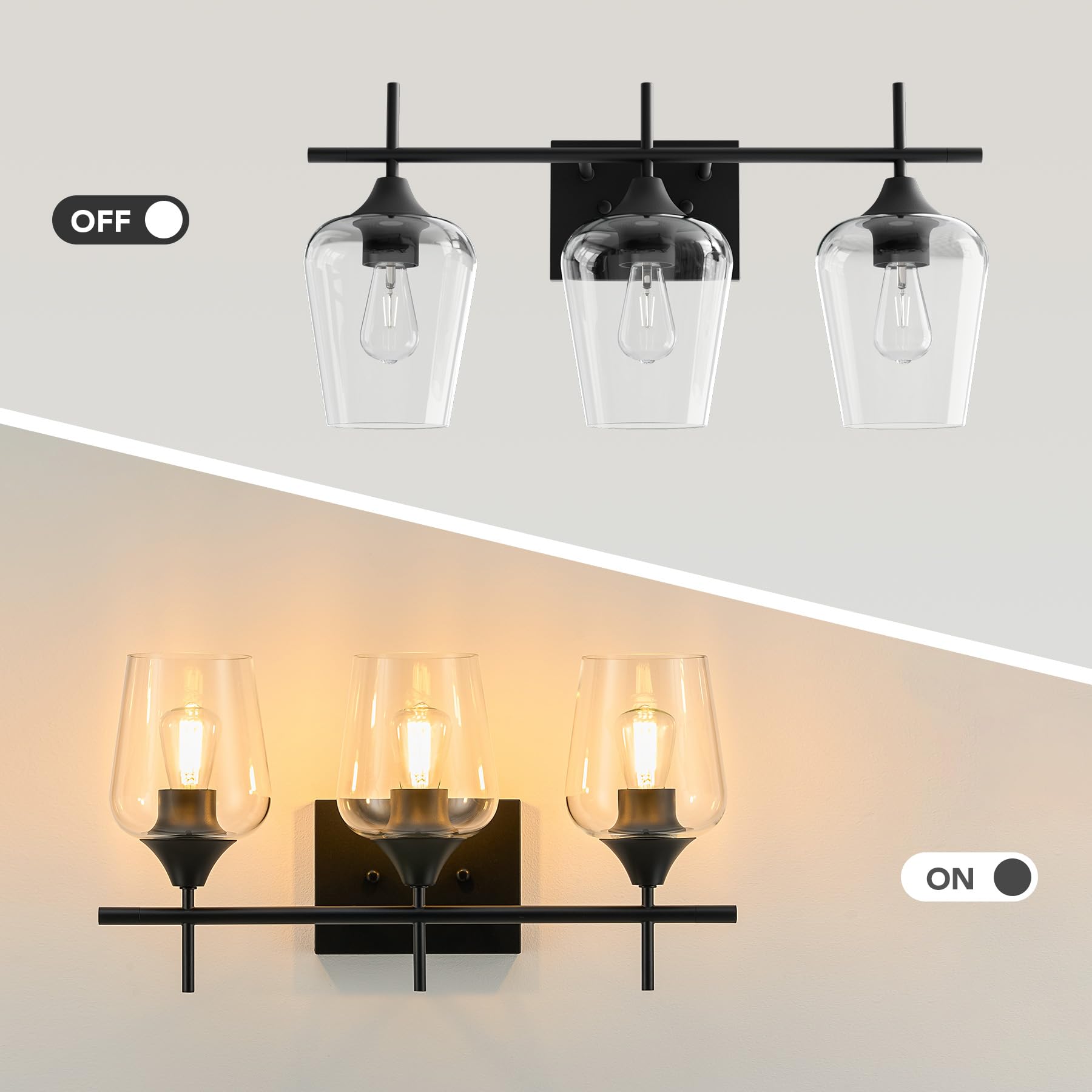 VONLUCE Bathroom Vanity Light, 2 Light Bathroom Light Fixture Over Mirror, Bathroom Wall Lamp with Clear Glass, Modern Brushed Nickel Vanity Lighting fixtures for Bathroom, Bedroom, Hallway