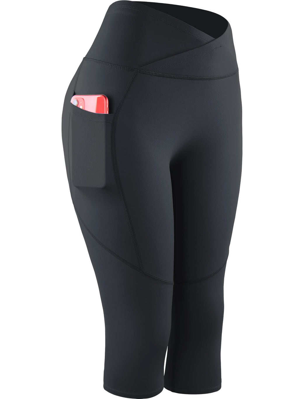 CADMUS Womens High Waist Workout Legging Capris for Yoga w Side Pockets
