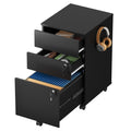 DEVAISE 3 Drawer File Cabinet with Lock, Small Rolling Filing Cabinet Under Desk, Wood Office Drawers Fits Letter/Legal/A4 Size Folders, Black