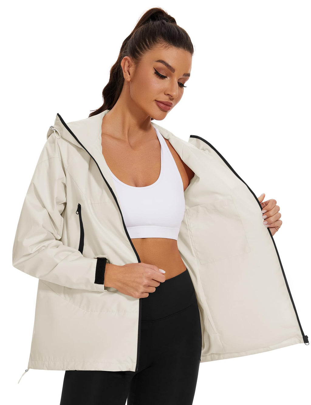 Avoogue Rain Jacket for Women Waterproof Lightweight Rain Coat Hiking Windbreaker Jacket with Hood