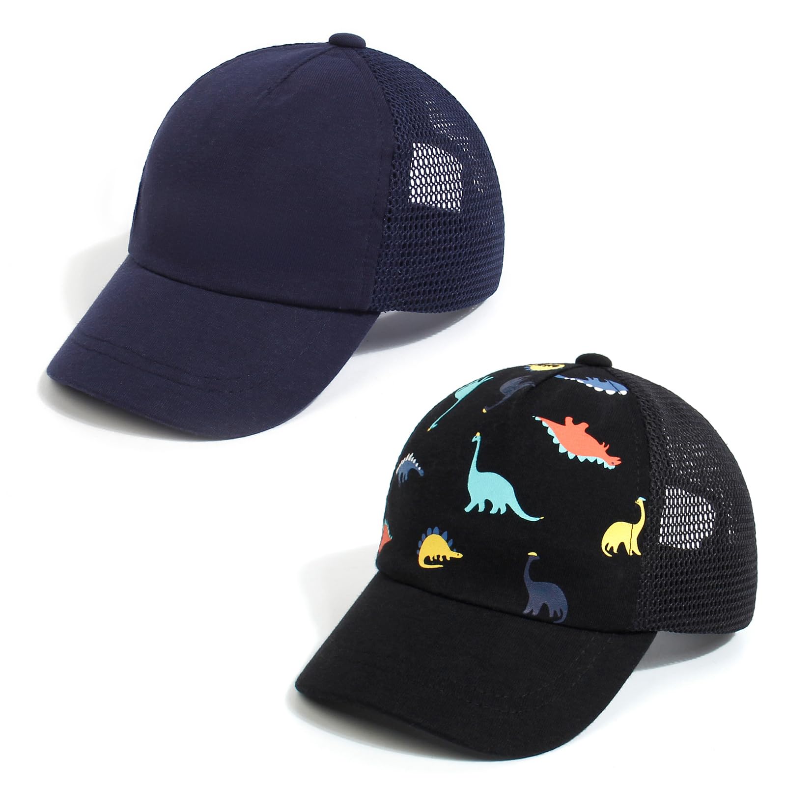 Duoyeree Toddler Baseball Cap Baby Cap Sun hat Print Dinosaur Pattern and Solid Color hat Kids boy Girl Age 0-8t