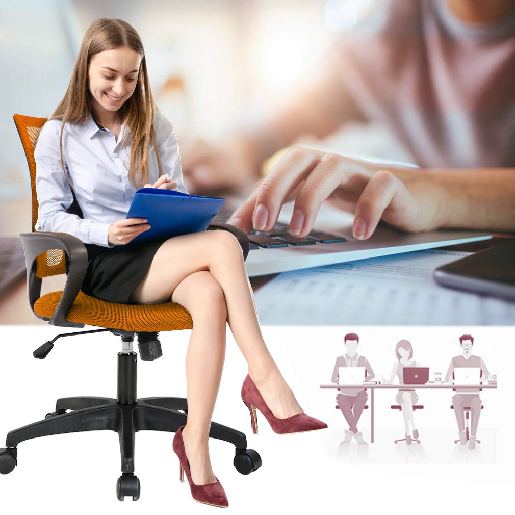 BestOffice Home Office Chair Ergonomic Desk Chair Mesh Computer Chair with Lumbar Support Armrest Executive Rolling Swivel Adjustable Mid Back Task Chair for Women Adults, Black (Black)