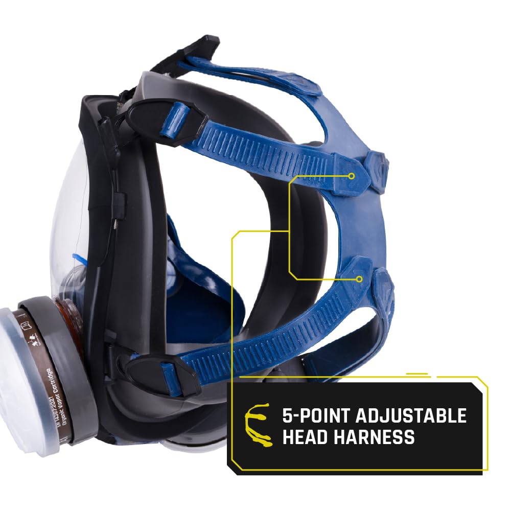 Parcil Distribution Full Face Respirator Mask with Filters – Durable Full Face Respirator Mask, Bayonet Filter Compatible