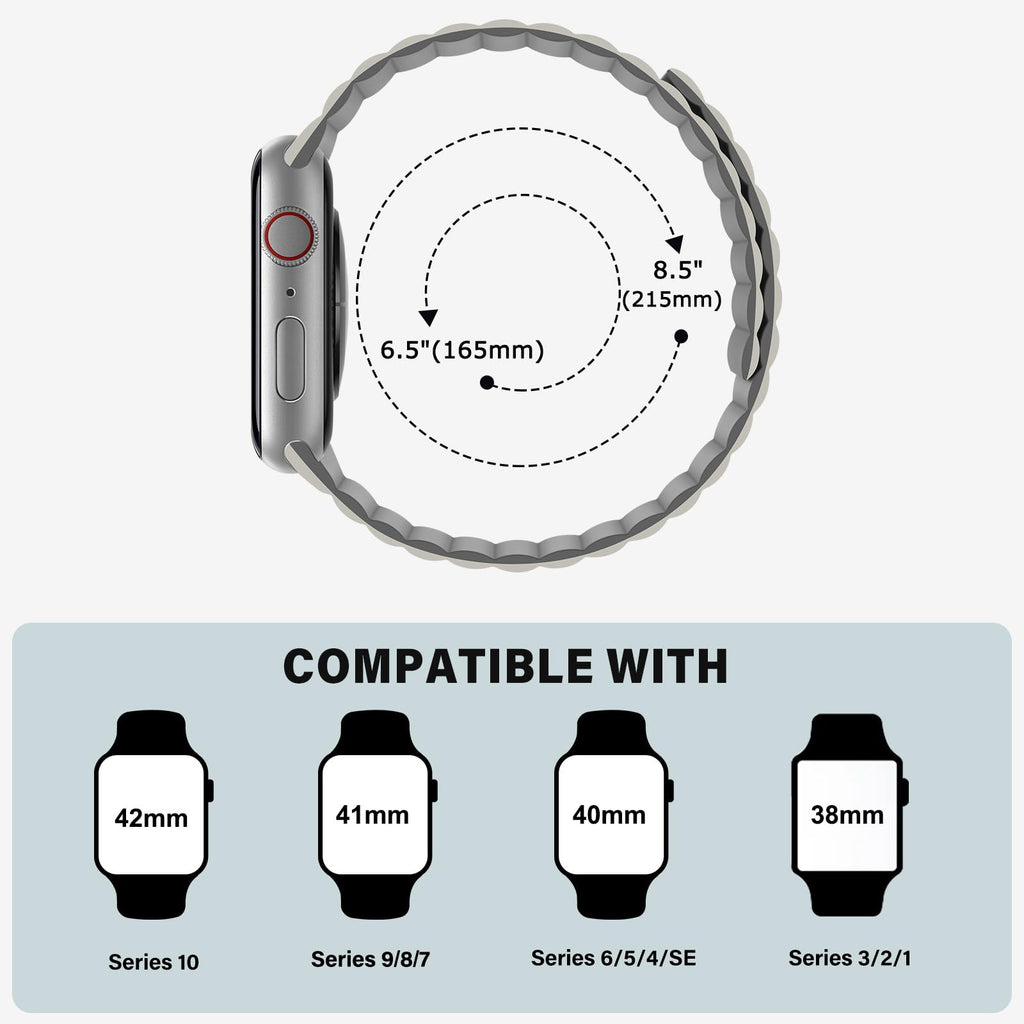 Bisikor Compatible with Apple Watch Band 49 46 45 44 42 41 40 38mm, Double Sided Wearable Silicone Magnetic Strap for iWatch Ultra SE Series 11 10 9 8 7 6 5 4 3 2 1 (38/40/41/42, Beige/Gray)