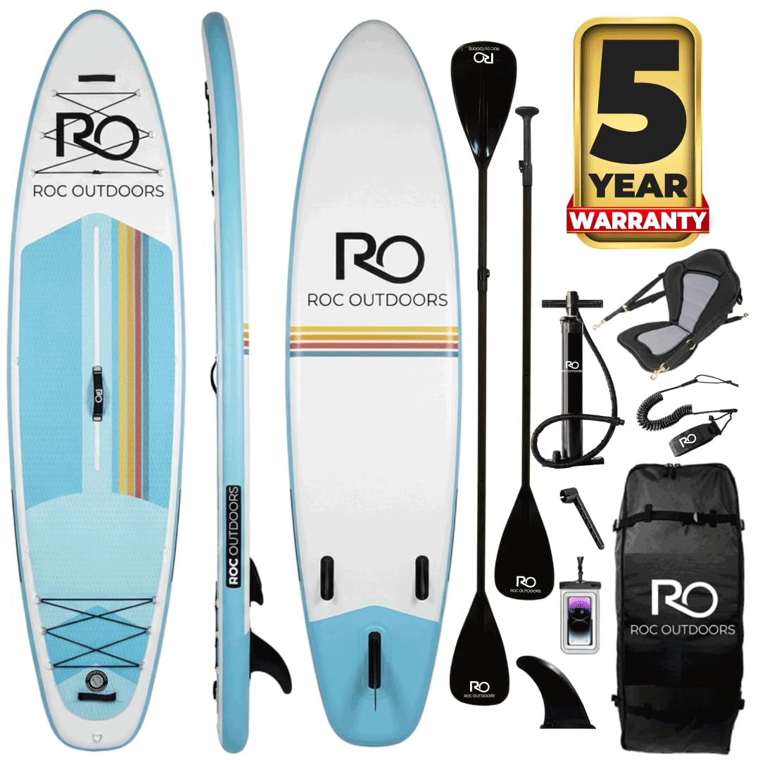 Roc Inflatable Stand Up Paddle Board 10' 6" with Premium SUP Paddle Board Accessories, Wide Stable Design, Non-Slip Comfort Deck for Youth & Adults