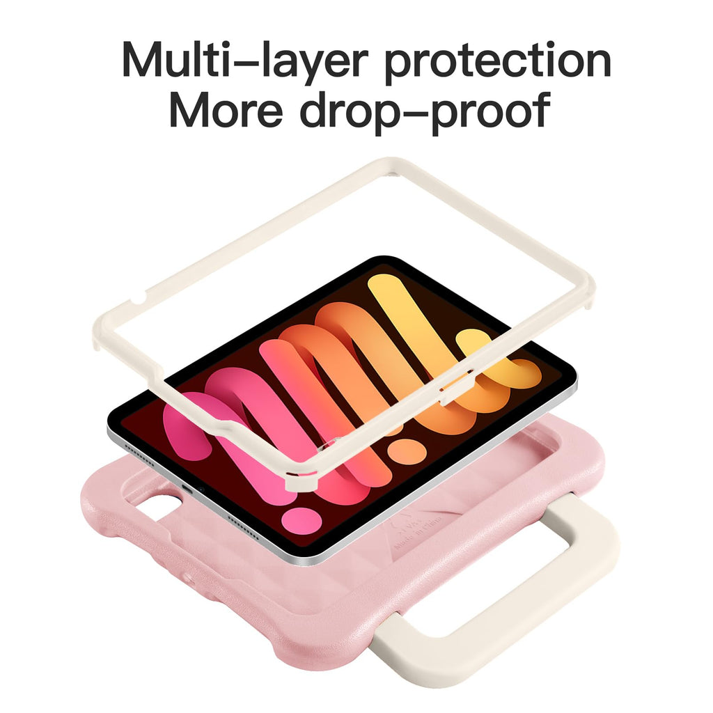 Kids Case for iPad mini 7 (A17 Pro) 2024 /iPad Mini6 2021, Light Weight Heavy Duty/Shockproof/Drop Proof with Handle/Kickstand, Child Friendly Cover for iPad mini 7th/6th Gen 8.3inch (red)
