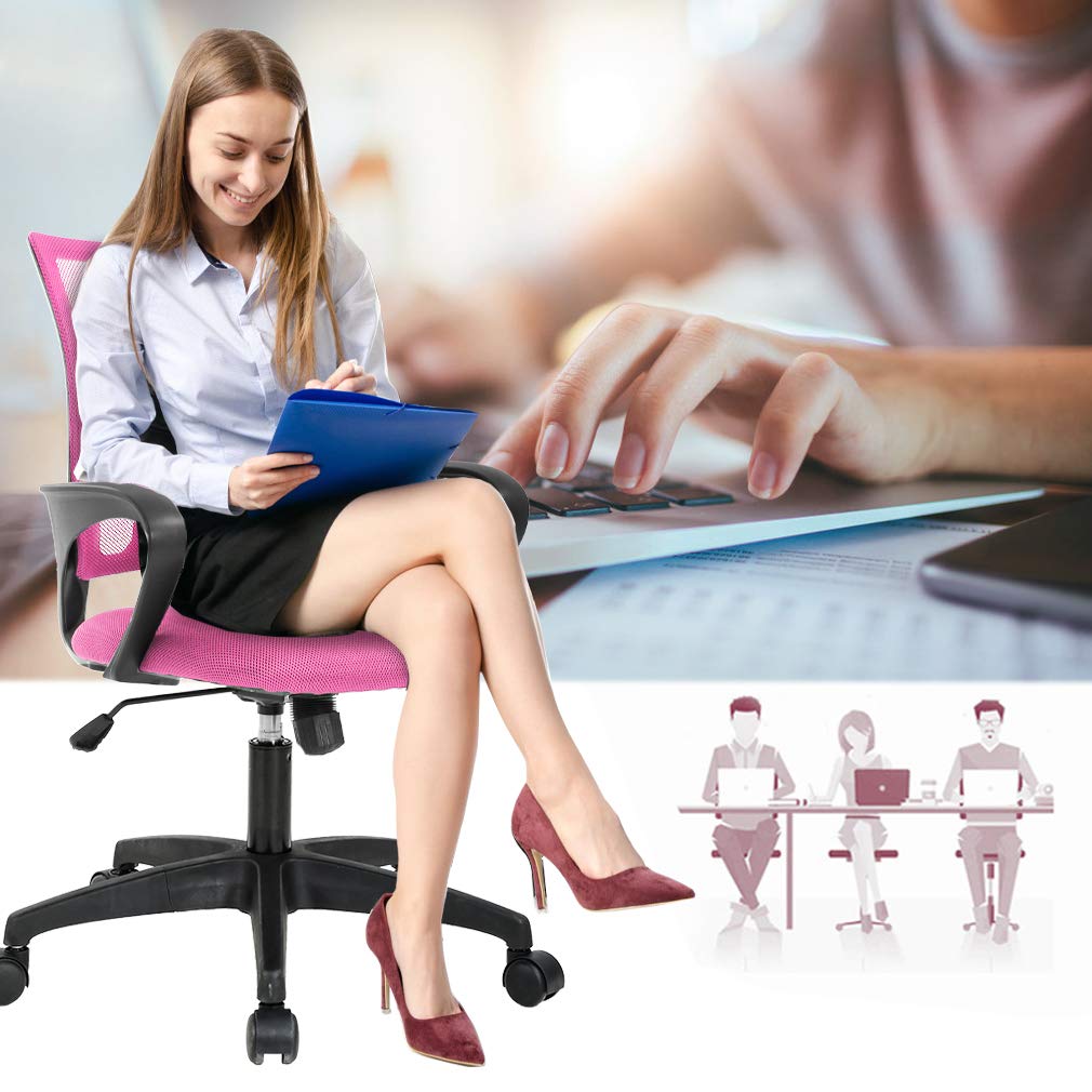 BestOffice Home Office Chair Ergonomic Desk Chair Mesh Computer Chair with Lumbar Support Armrest Executive Rolling Swivel Adjustable Mid Back Task Chair for Women Adults, Black (Black)