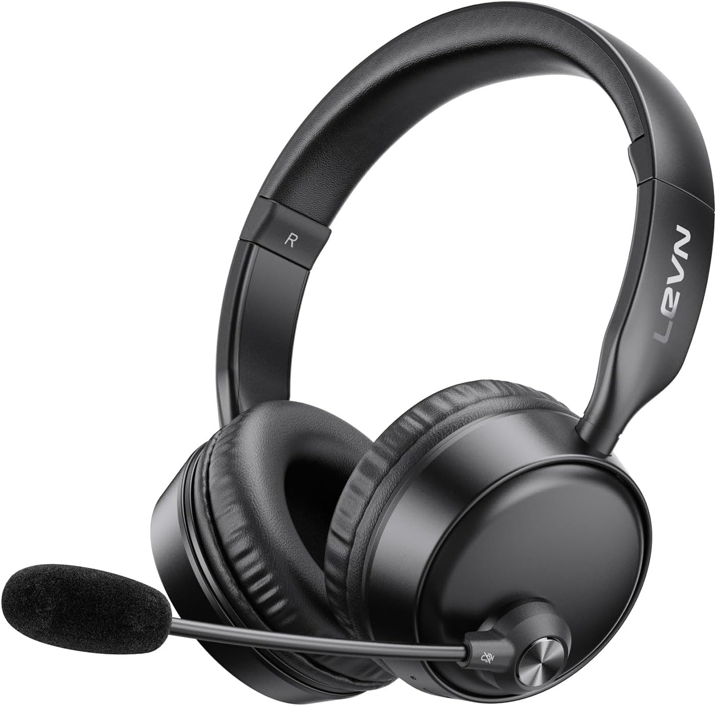 LEVN Bluetooth Headset, Bluetooth Headphones with Microphone (AI Cancelling), 60 Hrs Working Time Dual Connection Wireless Headset with Mic & Mute Button for Work/Phone/Call Center/PC