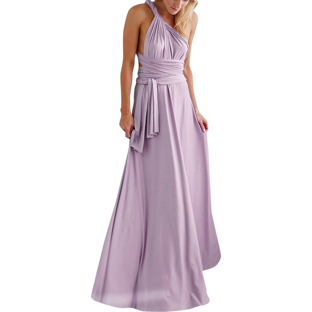 Women Transformer Hi Low Evening Long Prom Dress Halter Convertible Multi Way Spaghetti Strap Wedding Cocktail Maxi Gown