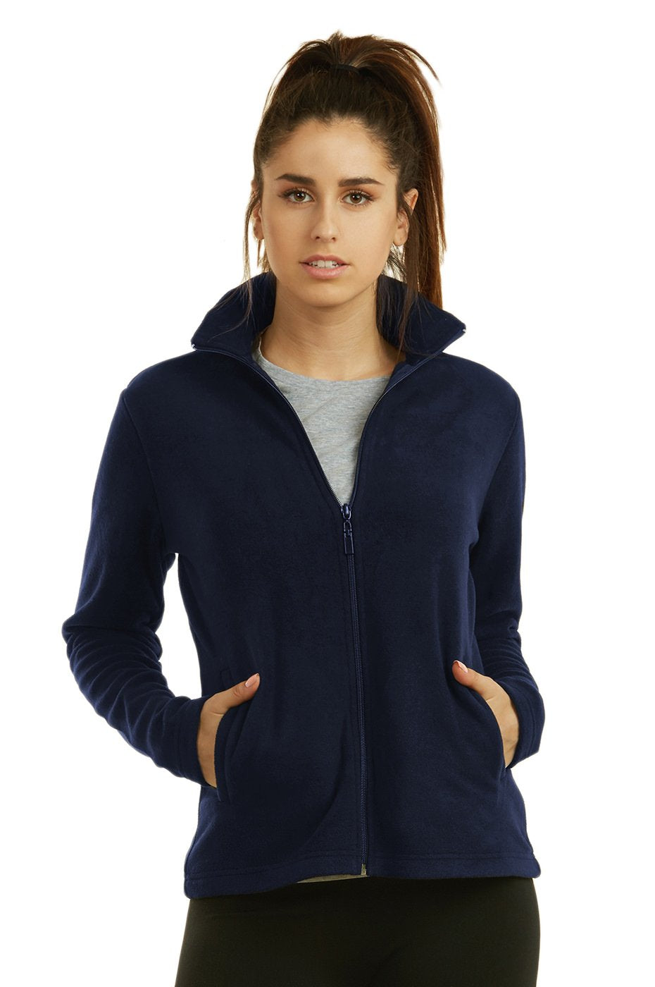 Sofra Women's Polar Fleece Full Zip Up Winter Jacket