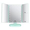 Flymiro Tri-fold Lighted Vanity Makeup Mirror with 3x/2x Magnification,Light up Mirror for Makeup,Touch Screen 21 LEDs,180° Rotation Countertop Cosmetic Mirror,Gifts for Women Mom Teen Girls