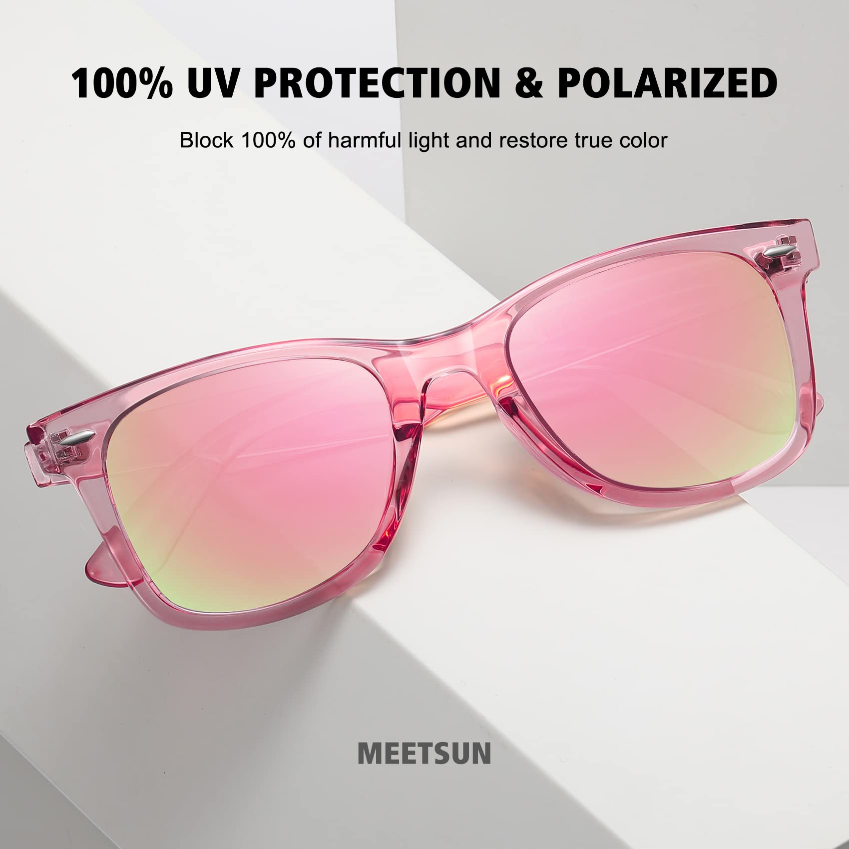 MEETSUN Retro Polarized Sunglasses for Women Men Classic Mirror Lens Driving Trendy Sun Glasses UV Protection (3 Pack)