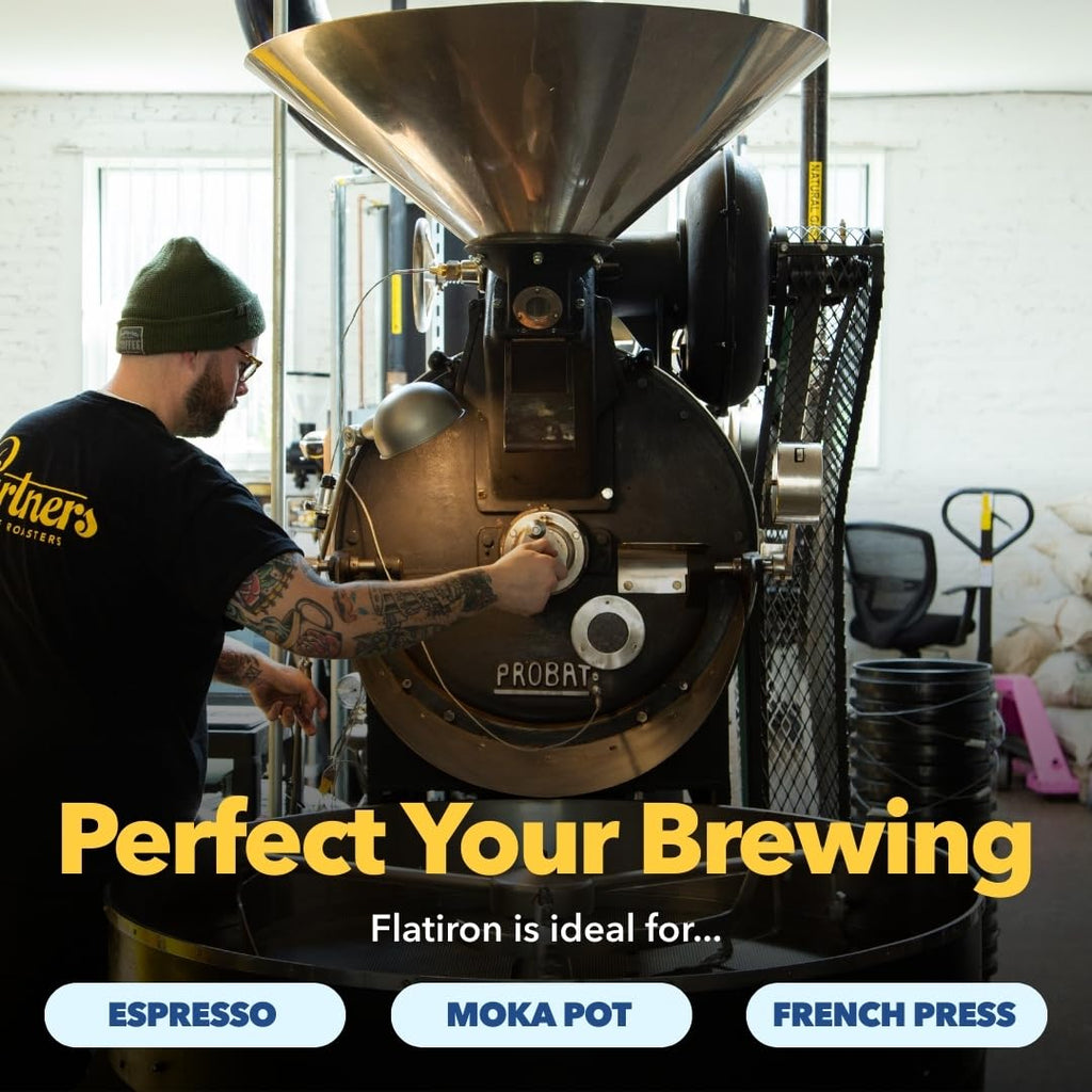 PARTNERS COFFEE ROASTERS - Whole Bean Coffee (Bedford - Espresso, Medium Roast) 12oz - Fruity, Complex, Espresso - Whole Coffee Beans - Lab Tested for Mycotoxins & Heavy Metals - Hand Roasted in NYC