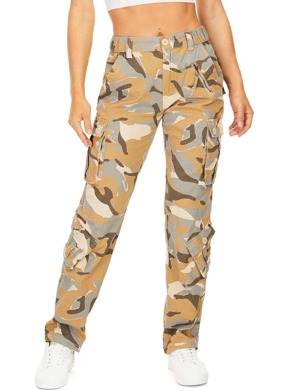 Womens Cargo Pants Army Combat Work Pants with 8 Pockets Casual Cotton Ripstop Construction Pants