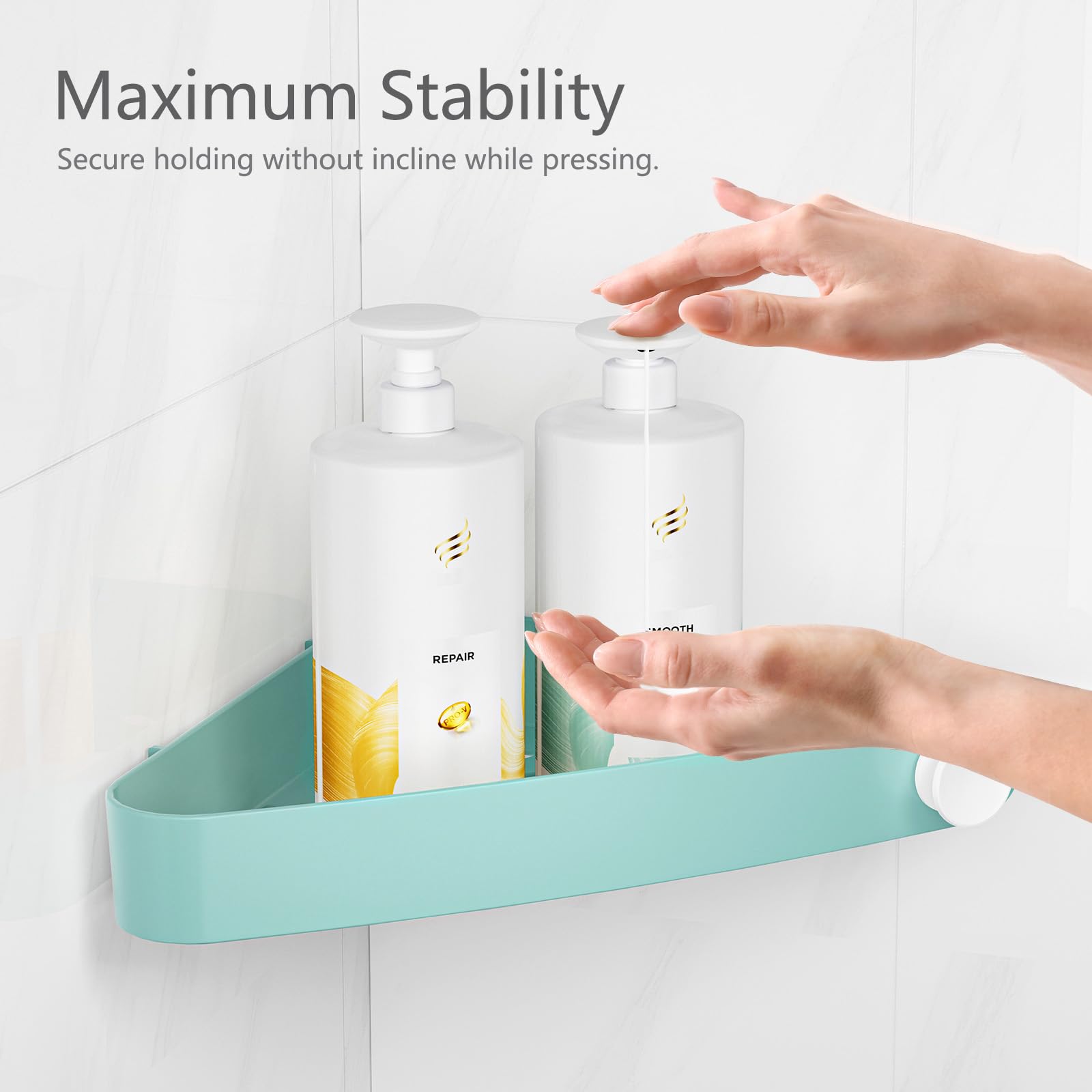 Sotfamily Plastic Shower Caddy Corner (for 90° Only), 2 Pack Adhesive Corner Shower Shelves for Bathroom Organizers and Storage, Black