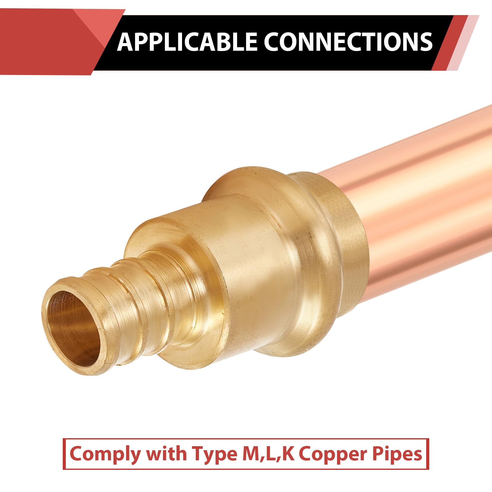 (Pack of 2) EFIELD 1" Copper Press X 1" PEX Crimp Coupling Brass Adapters For Copper and Pex Pipe Connection,(PEX1807388-2PCS)