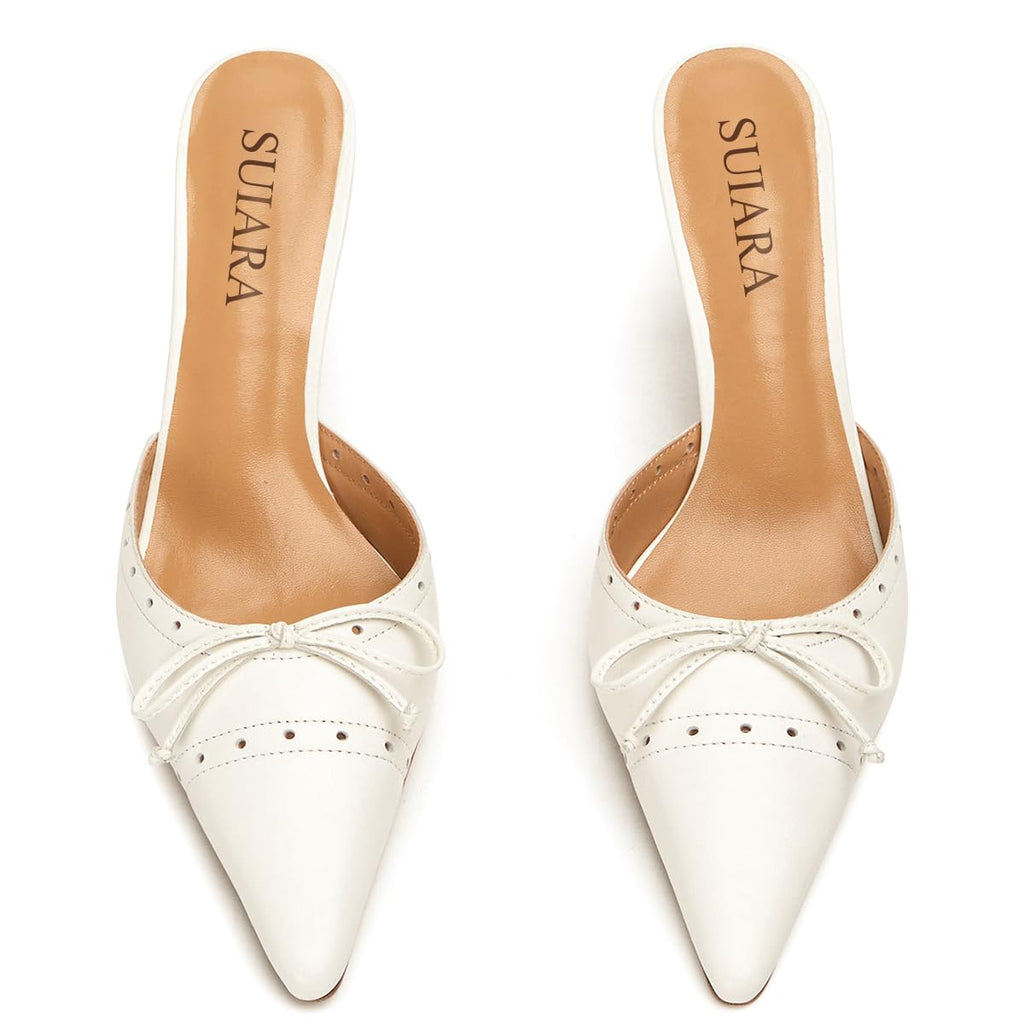 Kitten Heels for Women Closed Toe Heels Vintage Heeled Mules Sexy Pointy Studded Slip on Stiletto Dressy Pumps