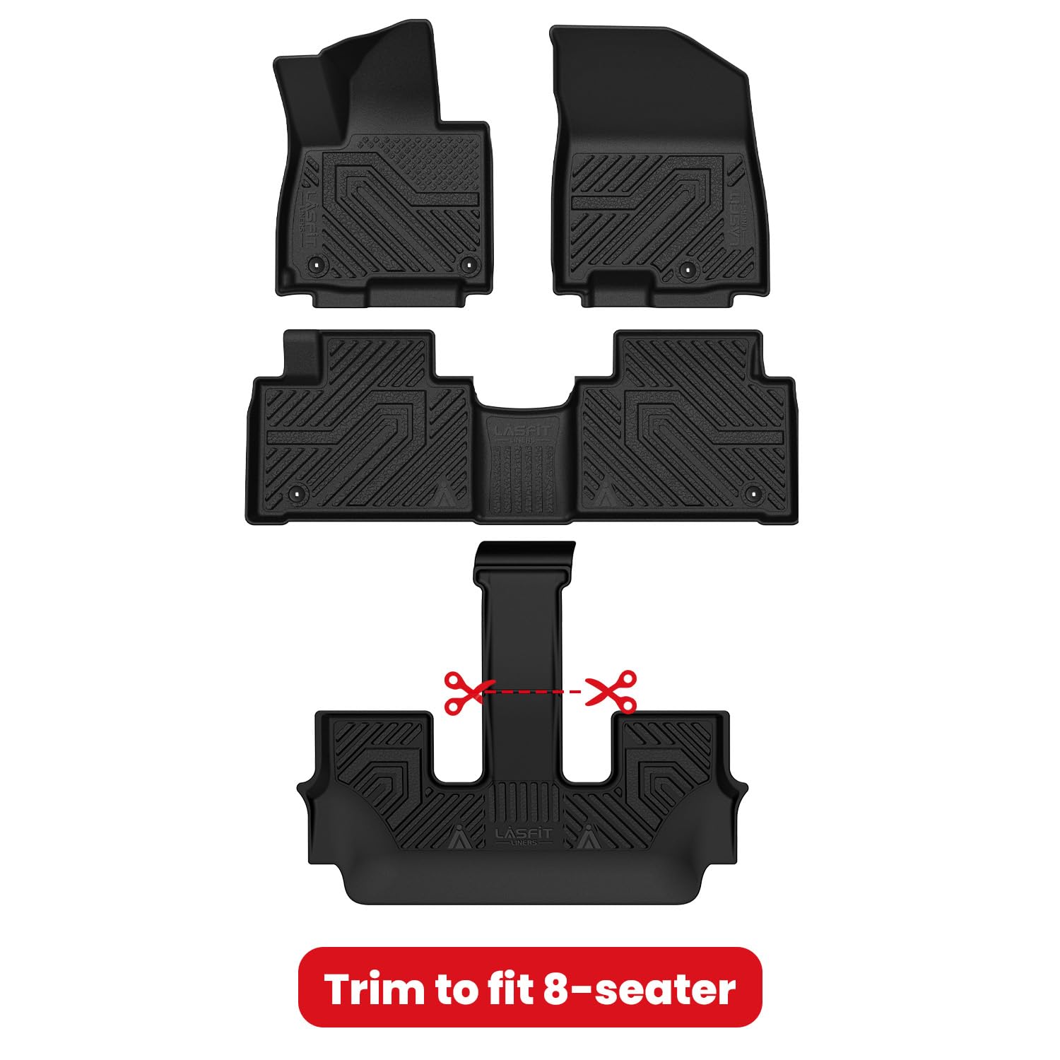 LASFIT Cargo Mat & Backrest Mats for Nissan Armada/Infiniti QX80 2019-2024, All Weather TPE Custom Fit Easy Clean Durable No-Curling Trunk Mat for Armada & QX80, Black